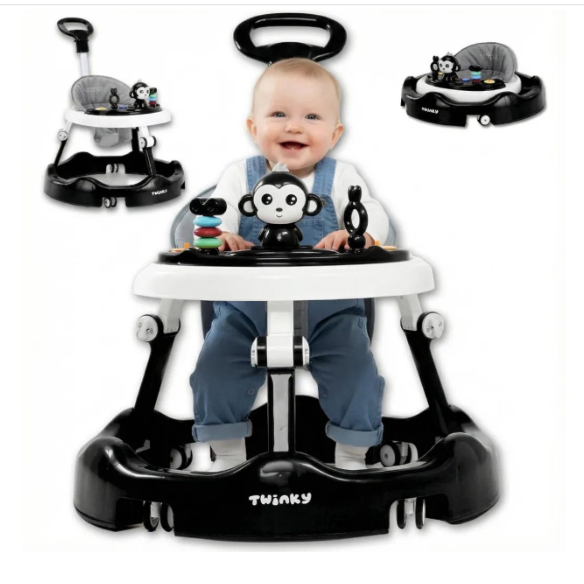 TWINKY Babywalker Höhenverstellbarer 4 in 1 Lauflernhilfe Lauflernwagen, (Bedienungsanleitung für Babywalker)