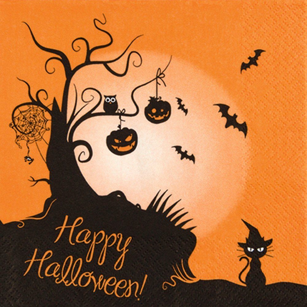 HOME FASHION Papierserviette 20 Servietten 2 in 1 Halloween 33x33cm, (20 St)