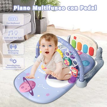 Jioson Spielbogen Baby Klavierständer Krabbeldecke lila, (mit Musiktasten und lustigen Tiermotiven, 1-tlg., 1-st), Frühes Entwicklungsspielzeug für Baby