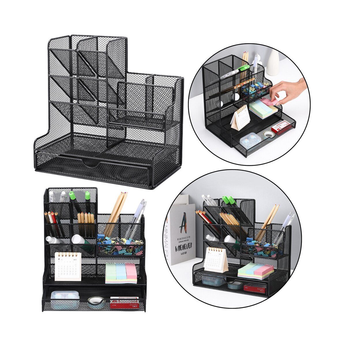Wisam Büro-Set Büro Organizer Metall Schwarz Schreibtisch Ordnung