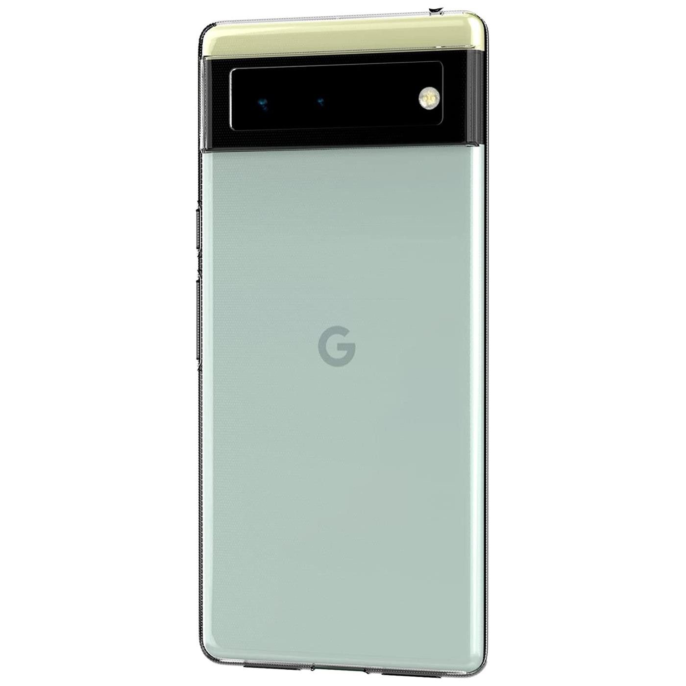 CoolGadget Handyhülle Transparent als 2in1 Schutz Cover Set für das Google Pixel 6 6,4 Zoll, 2x 9H Glas Display Schutz Folie + 1x TPU Case Hülle für Pixel 6
