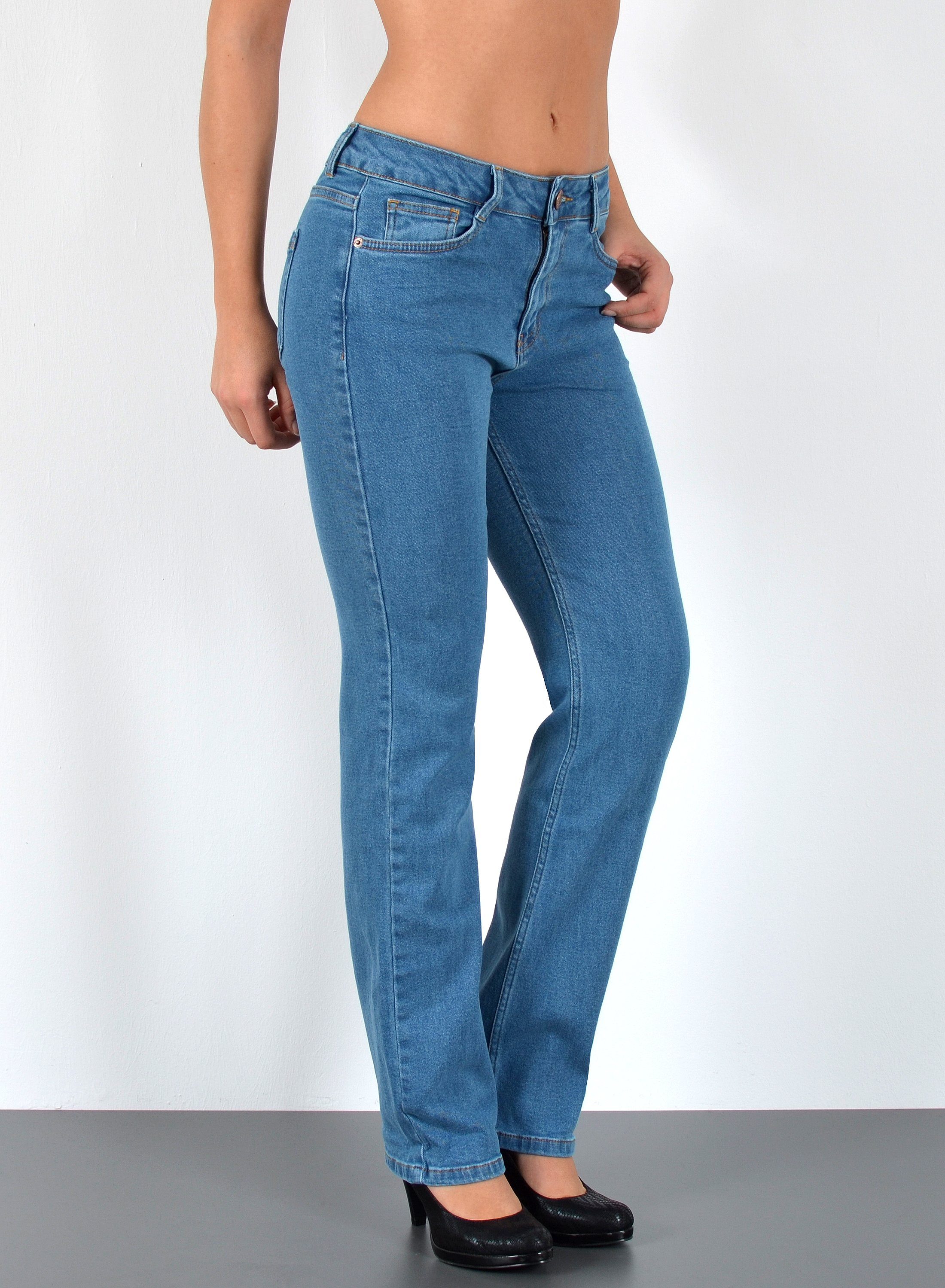 ESRA Straight-Jeans G400 Damen Jeans Gerade hohe Leibhöhe, bis Übergröße / Plussize Größe, Damen Straight Fit Jeans Highwaist, bis Große Größen, Damen Regular Jeans High Waist, Straight Leg Jeans Gerade Schnitt Hoch Bund, Damen Jeans, Jeans Damen, Damen Jeanshose Straight, Jeans Damen Hose, Gerade Schnitt Jeans Damen, Jeans Damen High Waist Damen Jeans