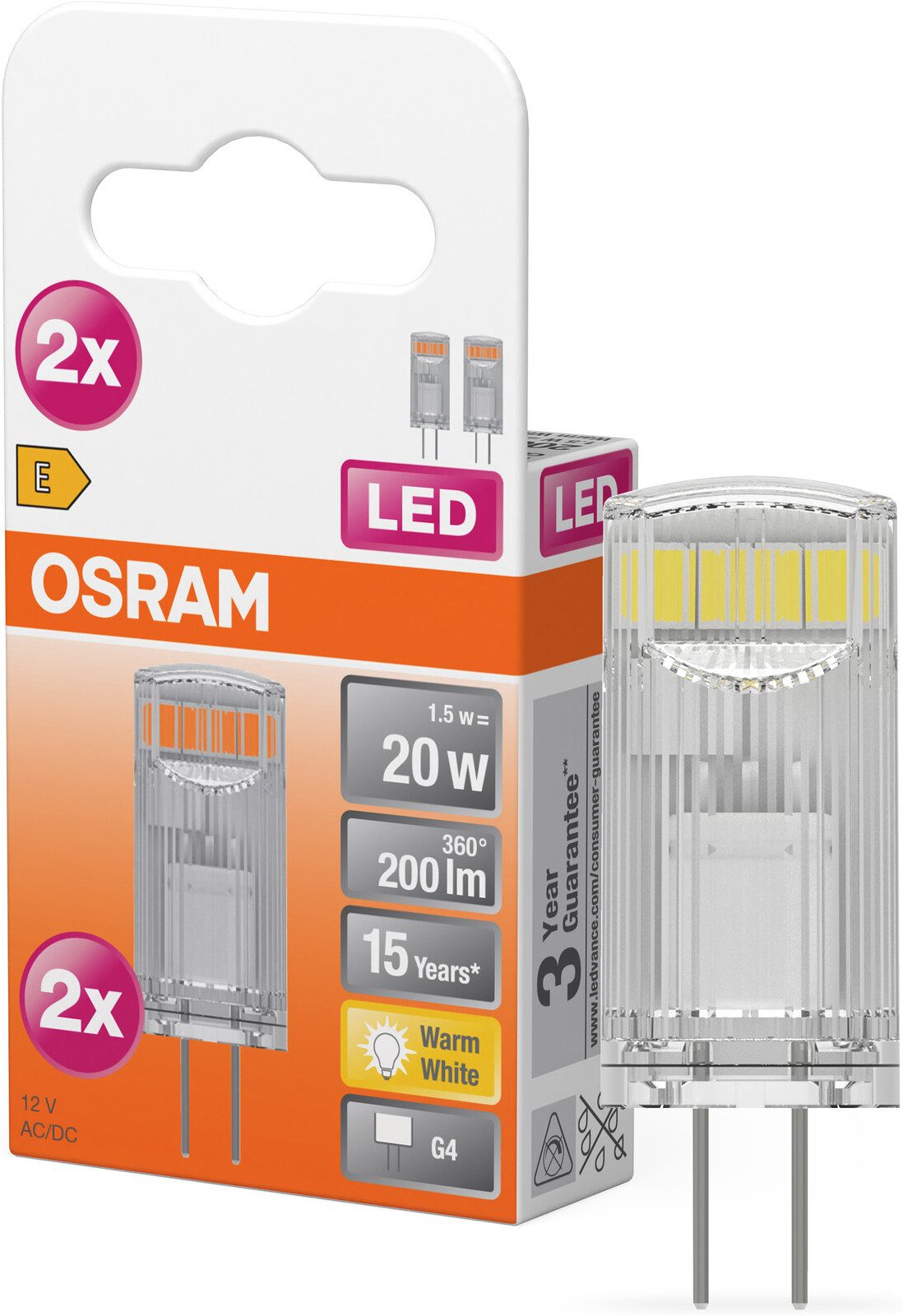 Osram LED-Leuchtmittel LED PIN Lampe, G4, 2 St., Warmweiß