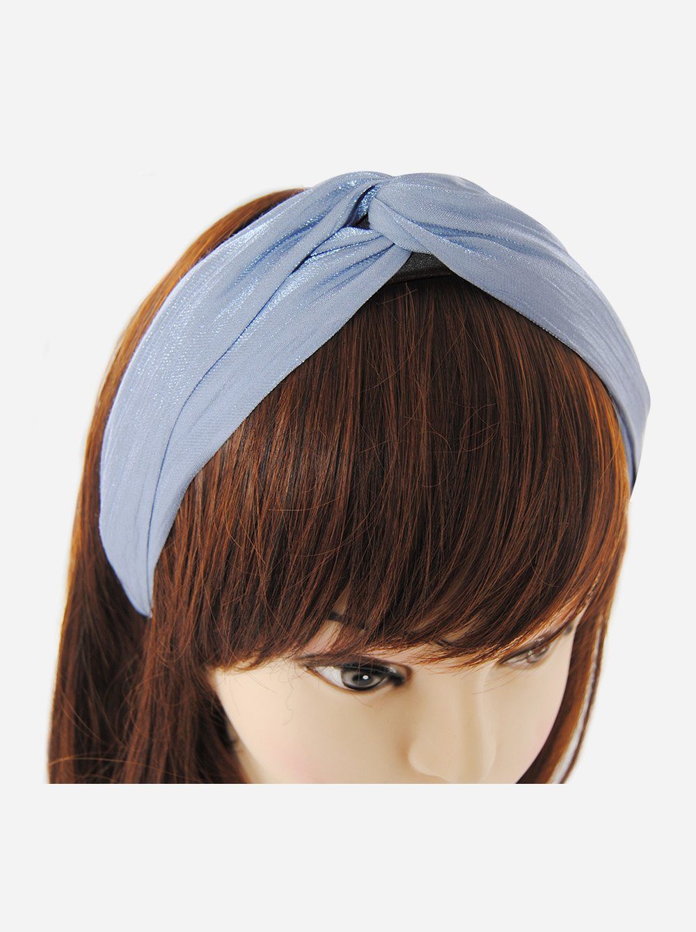 axy Haarreif Breiter Haarreif Gefalteter Stoff leichtem Blau Knoten, mit Vintage Glanz, Haarband mit Haareifen raffinierten