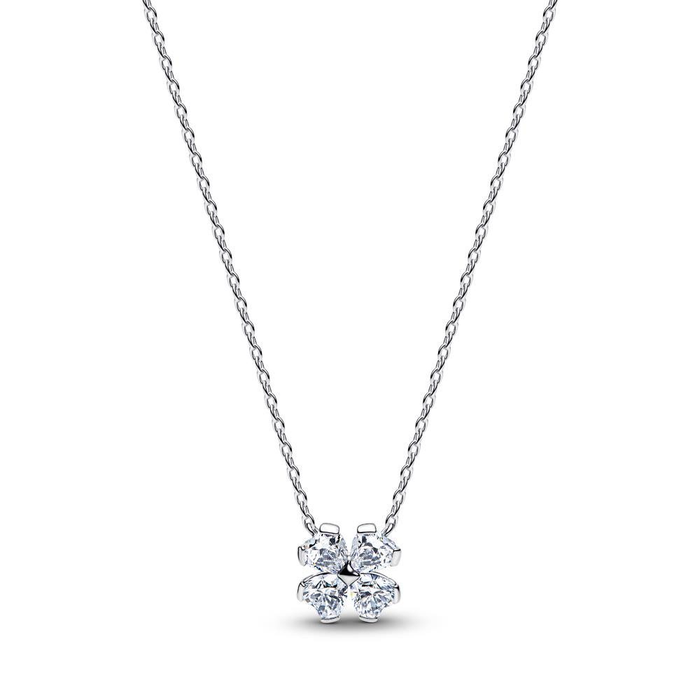 Kette mit Anhänger Kleeblatt Halskette Damen, 925er Silber von PANDORA Timeless