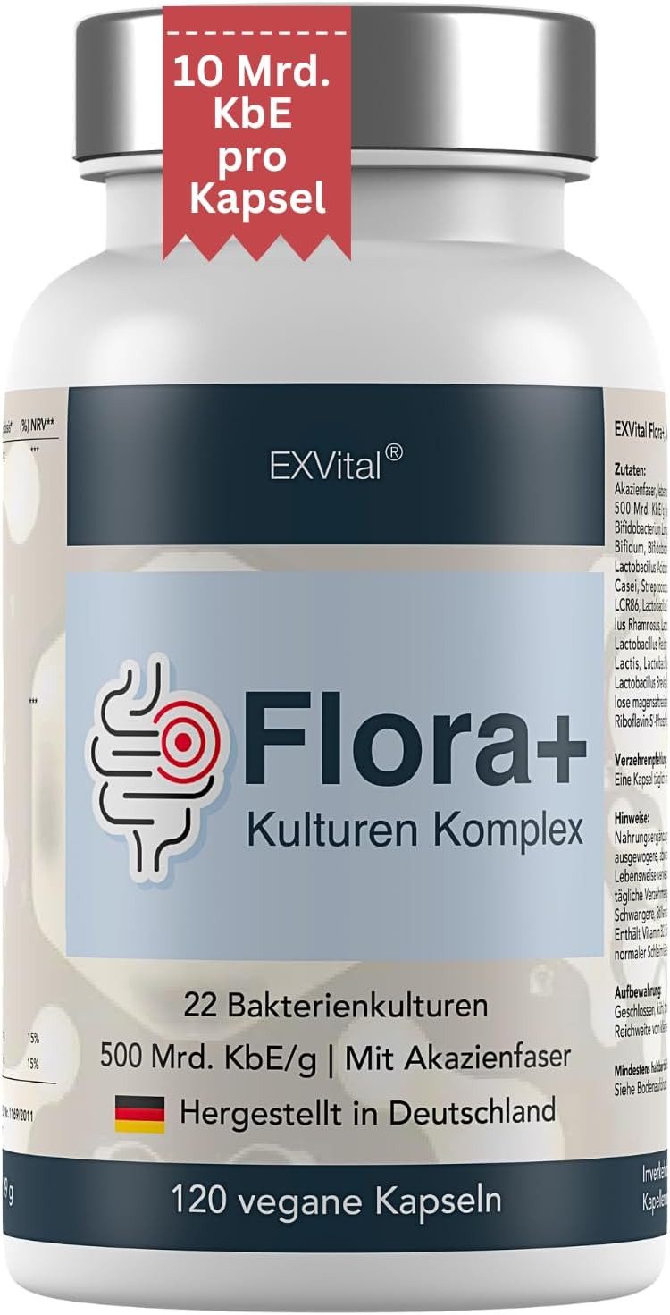 Flora+ Kulturen Komplex, 500 Mrd. KBE/g - 22 Bakterienkulturen Kapseln, 120,00 St., 39 g