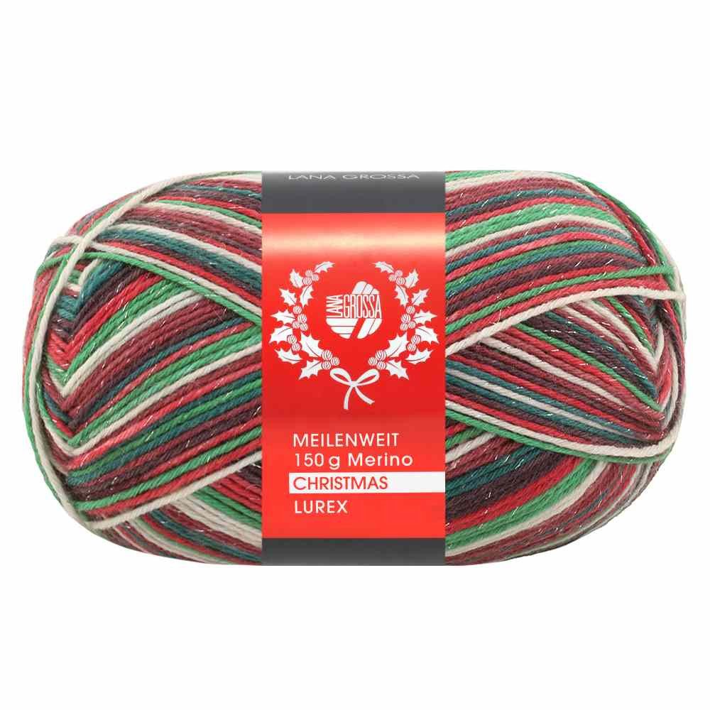 LANA GROSSA MEILENWEIT 6-F 150 MERINO CHRISTMAS Häkelwolle, 390 m (150 Gramm), weiche Sockenwolle in Weihnachtsfarben
