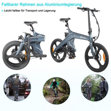 ombar E-Bike 20"Elektrofahrrad für Damen und Herren mit 7-Gang-Shimano-Schaltwerk, 7 Gang