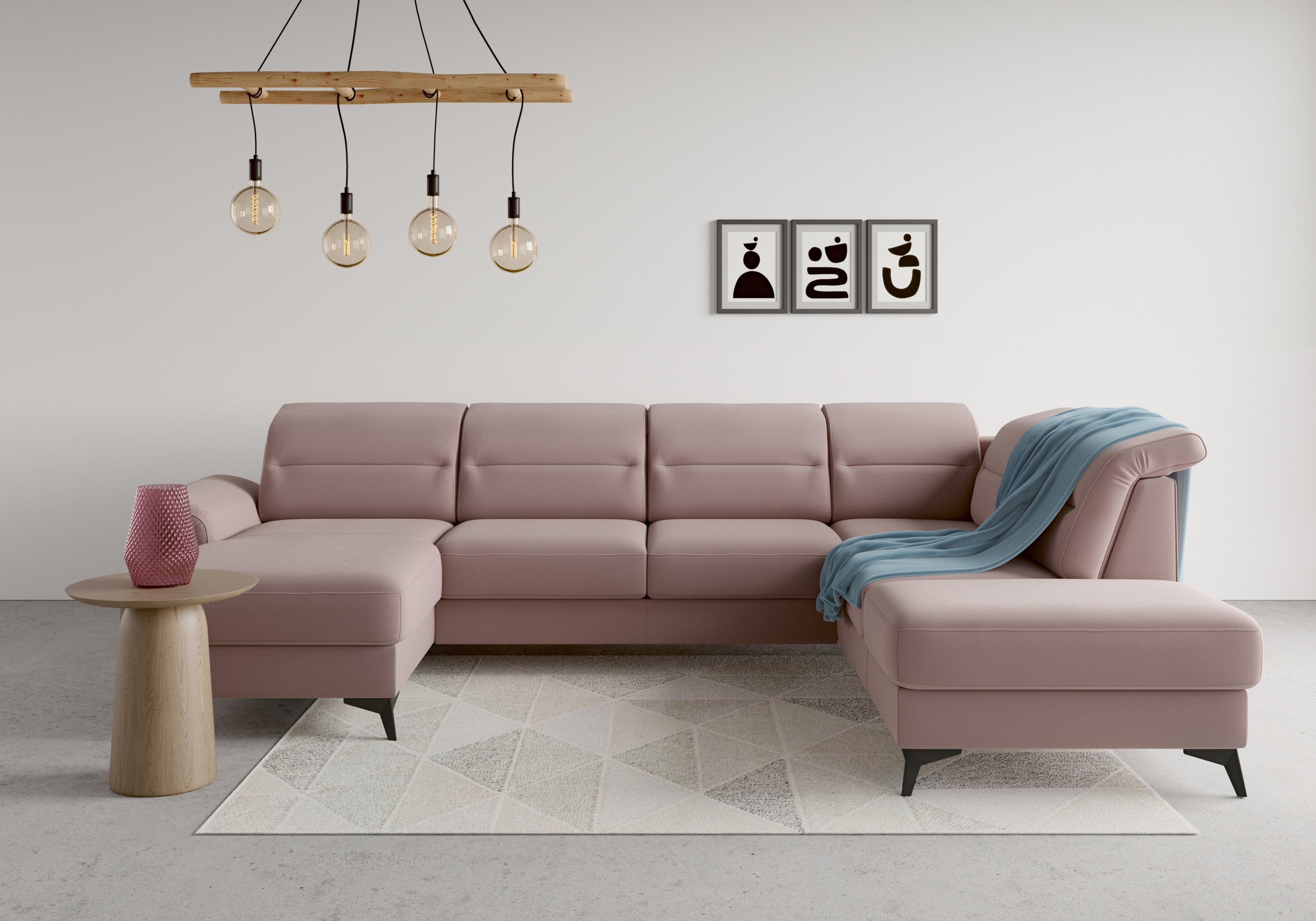 sit&more Wohnlandschaft Sinatra U-Form, optional mit Kopfteilverstellung und Armteilfunktion, Metallfüße