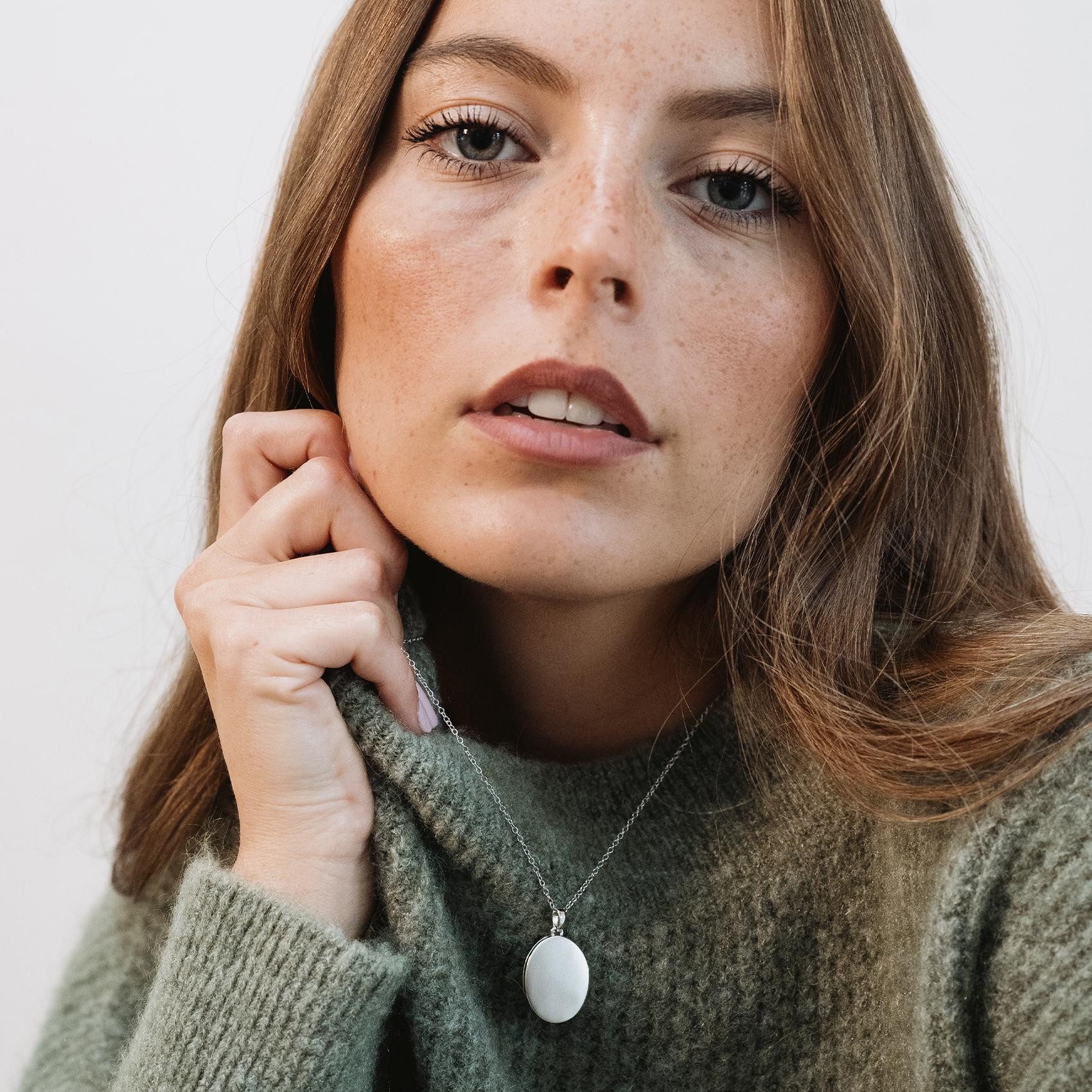 Amoonic Amulett Medaillon Oval zum Öffnen für Bilder Silber 925 Kette für F günstig online kaufen