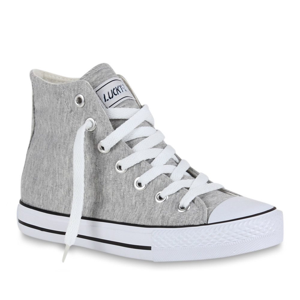 VAN HILL 94589 Sneaker Damen Sneaker High Elizabeth Bequeme Textilschuhe flach Schnürung