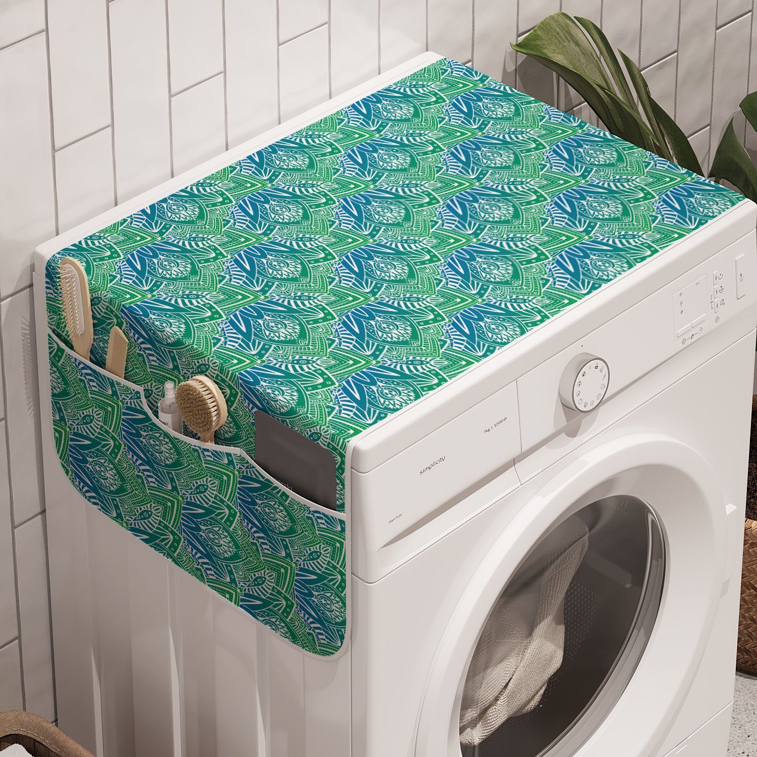 Orient Badorganizer Waschmaschine Zier Abakuhaus Anti-Rutsch-Stoffabdeckung und Motive Trockner, Abstrakt für