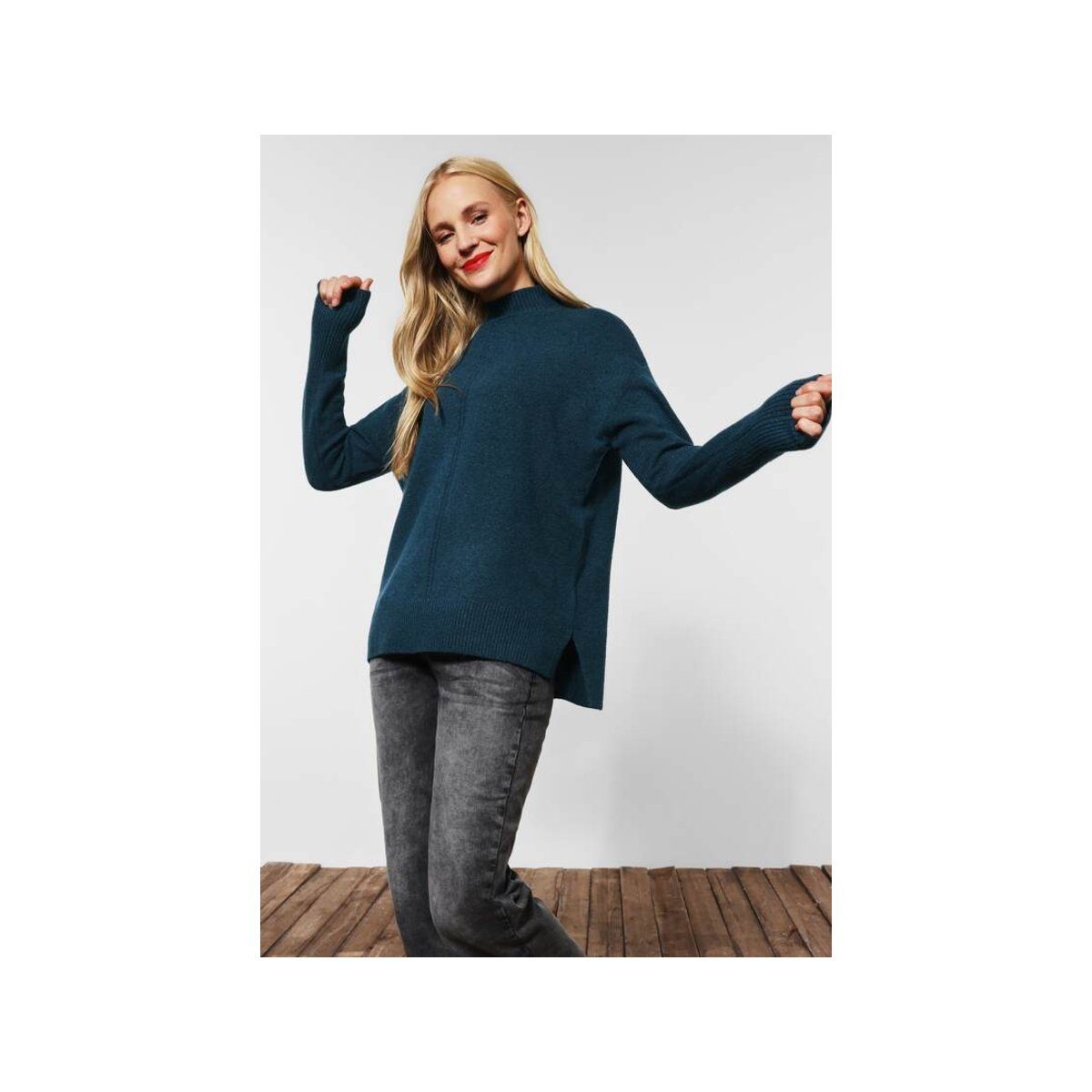 melange teal türkis STREET (1-tlg) ONE Longpullover deep