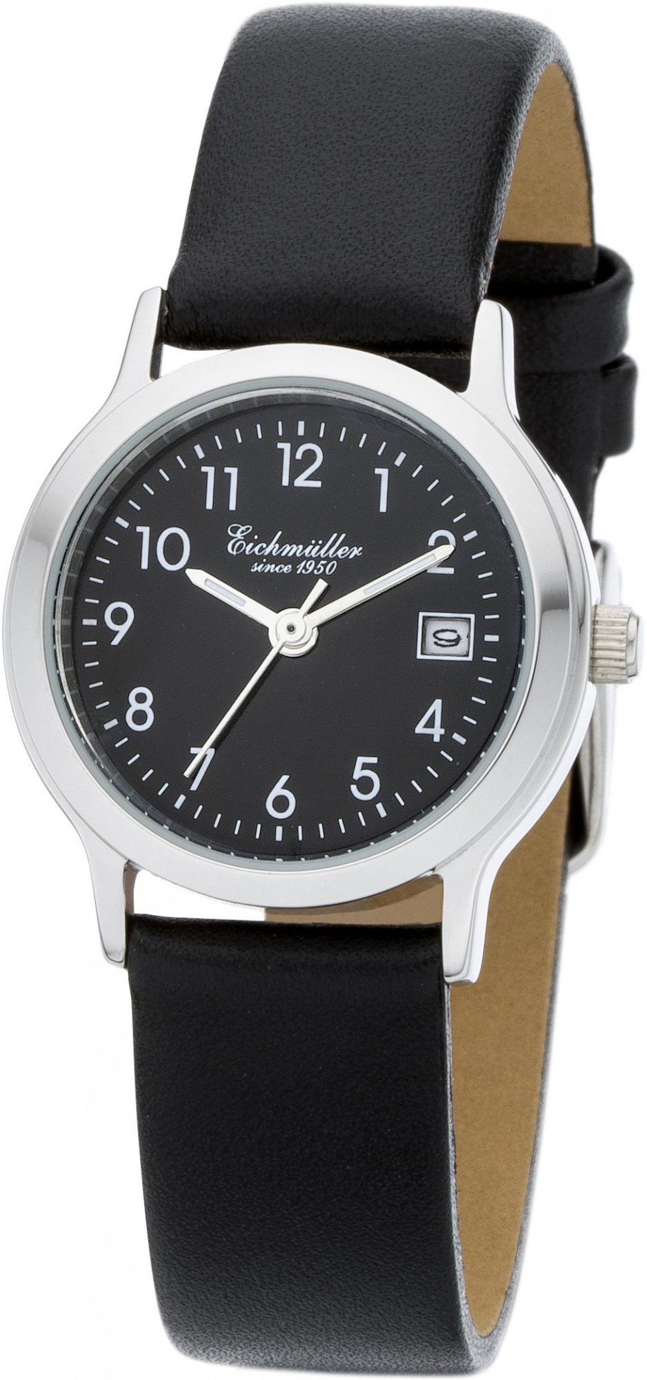 Eichmüller Quarzuhr Damenuhr 3054-04 schwarz Lederband 26 mm