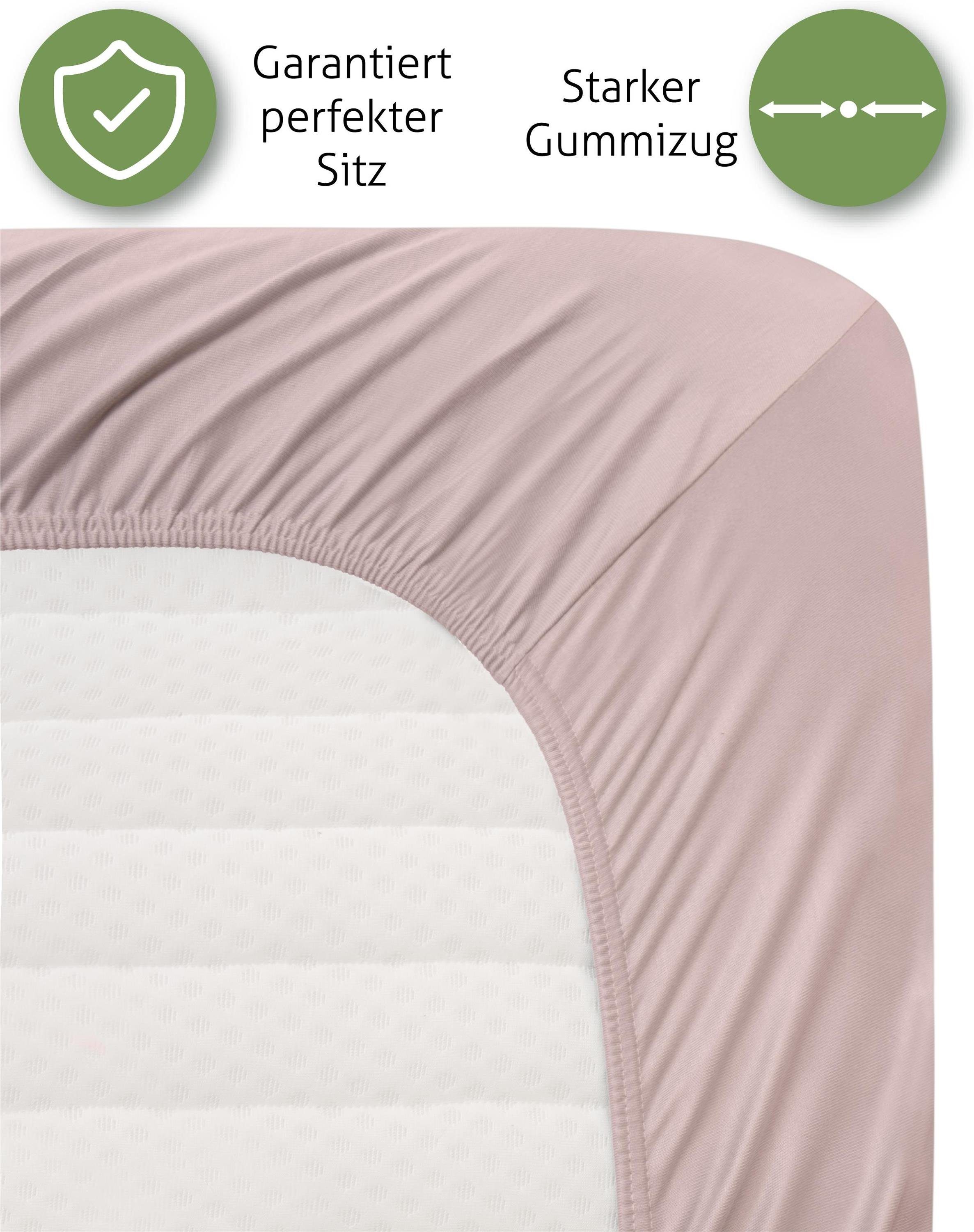 Aspero Spannbettlaken Spannbetttuch, Interlock, Gummizug: rundum, Kühlendes Bettlaken aus 100 % weicher Bambusfaser und 35 cm Steghöhe – Bild 2 von 5