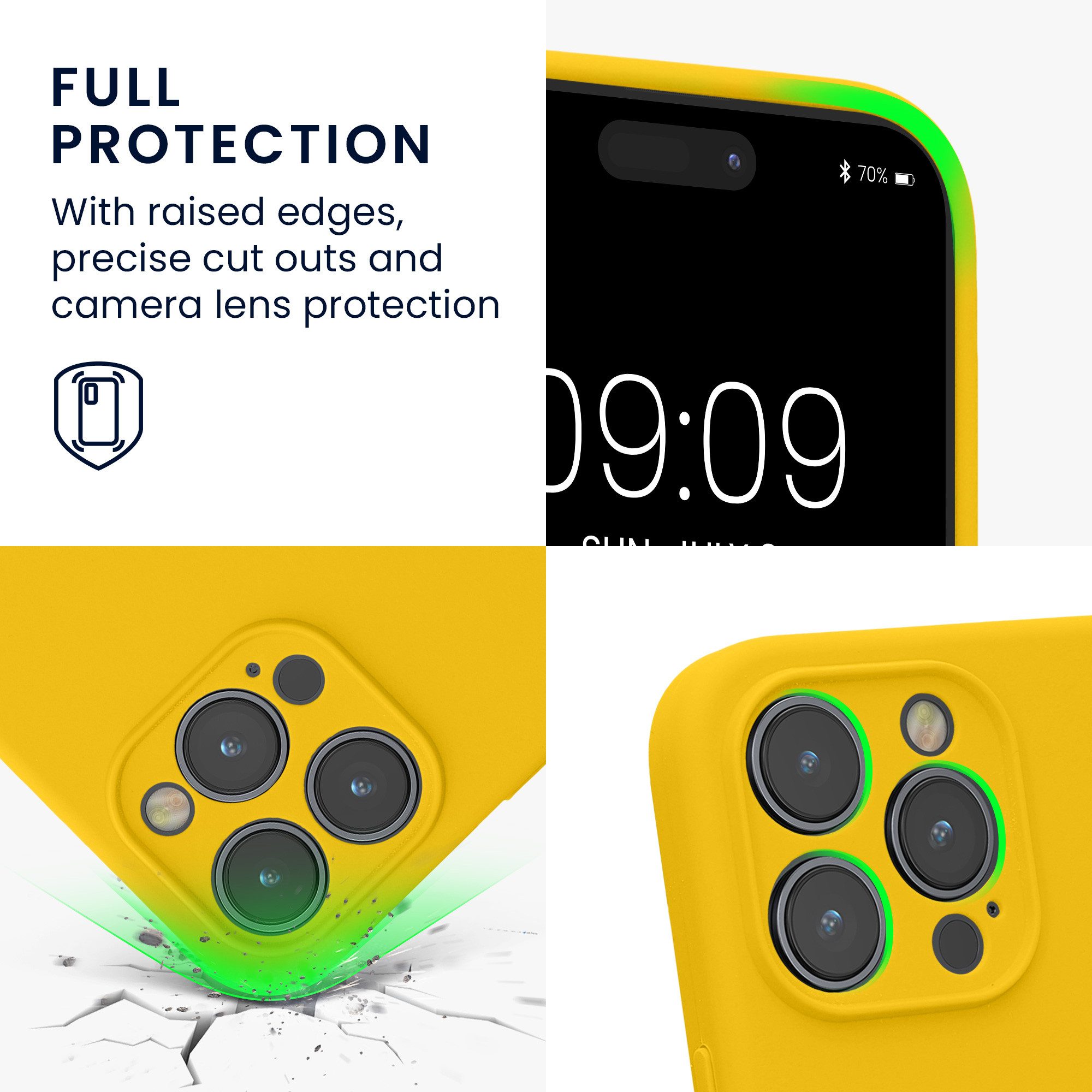 kwmobile Smartphone-Hülle Handyhülle für Apple iPhone 14 Pro Max Hülle, Hülle Silikon gummiert - Handyhülle - Handy Case in Strahlend Gelb