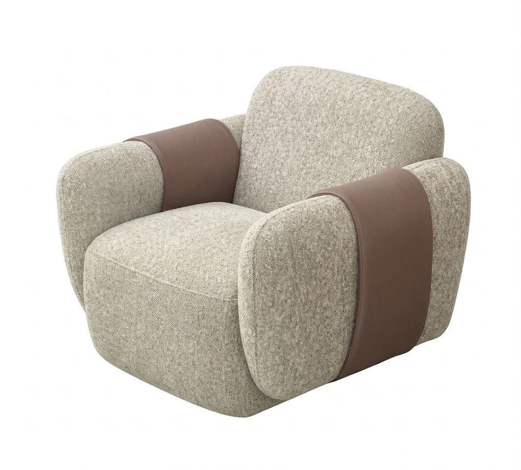 Xlmoebel Cocktailsessel Sessel Moderner Wohnzimmer Beige Abgerundete Formen Hohe (1-St., 1-tlg)
