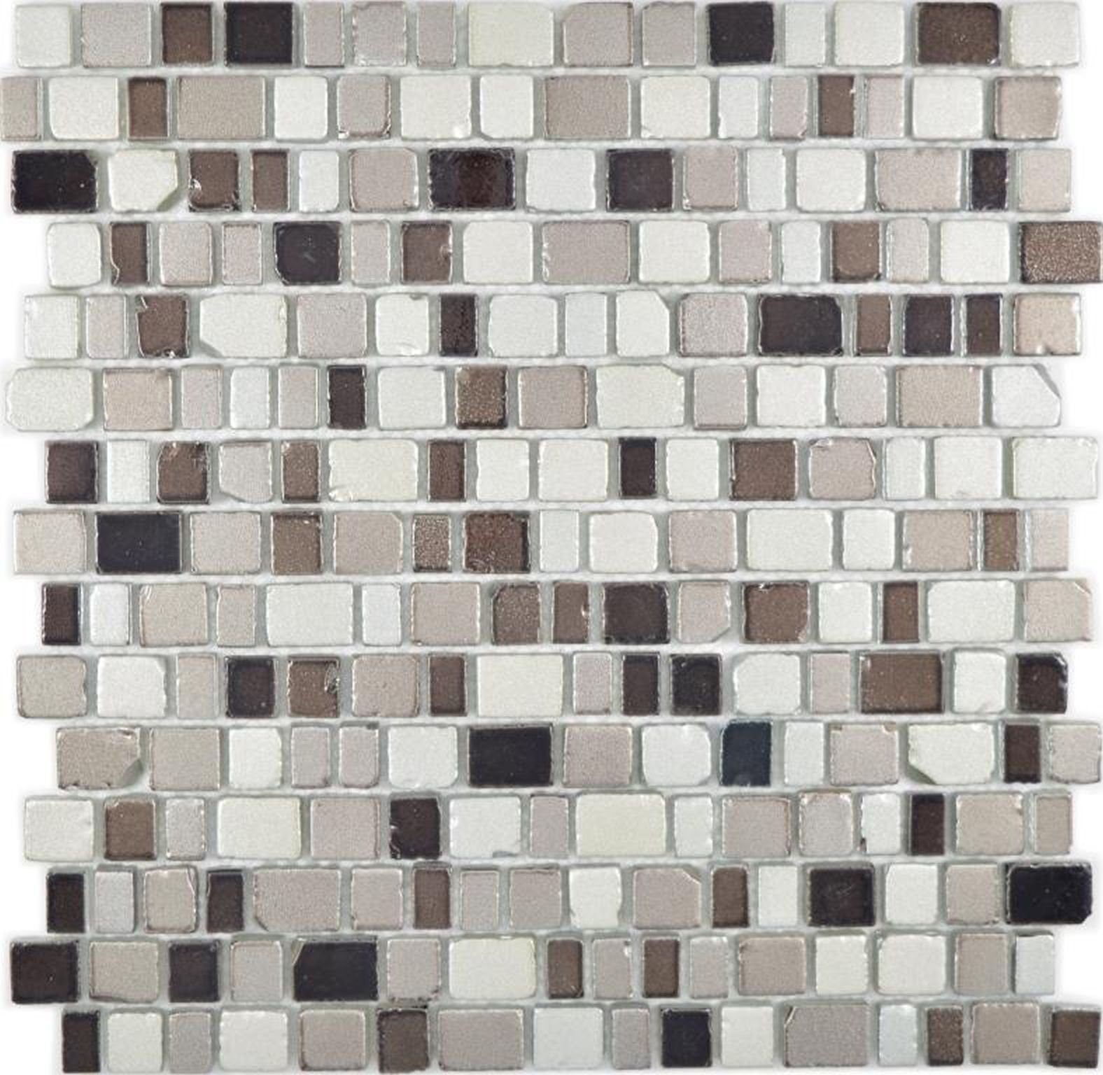 Mosani Mosaikfliesen Glasmosaik Mosaikmatte Mosaikbordüre grau beige
