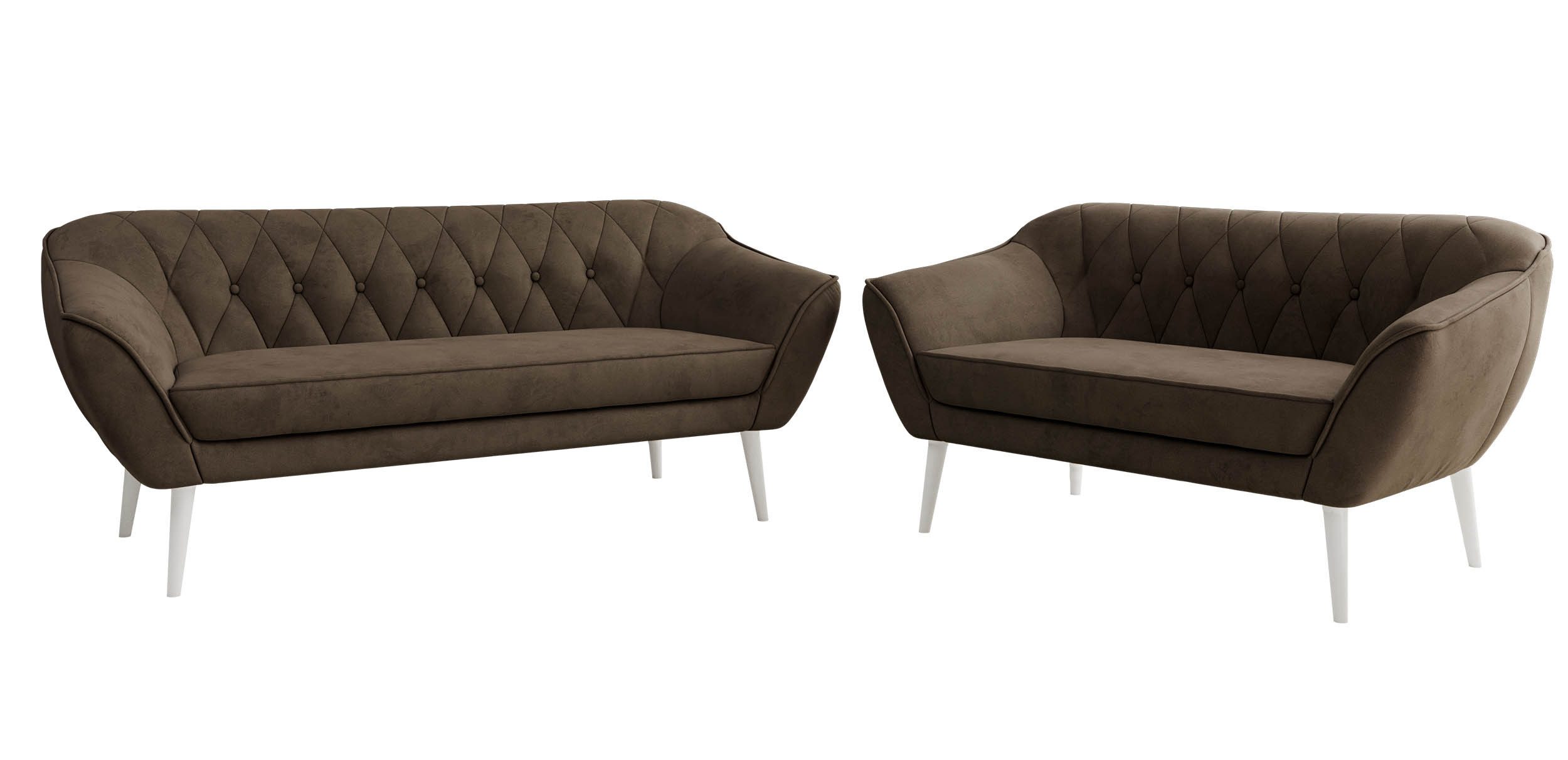 MKS MÖBEL Polstergarnitur PIRS, (3 + 2 Set, bestehend aus 1x 2-Sitzer und 1x 3-Sitzer), mit Steppung, Wellenfederung, skandinavisches Design, Füße wählbar