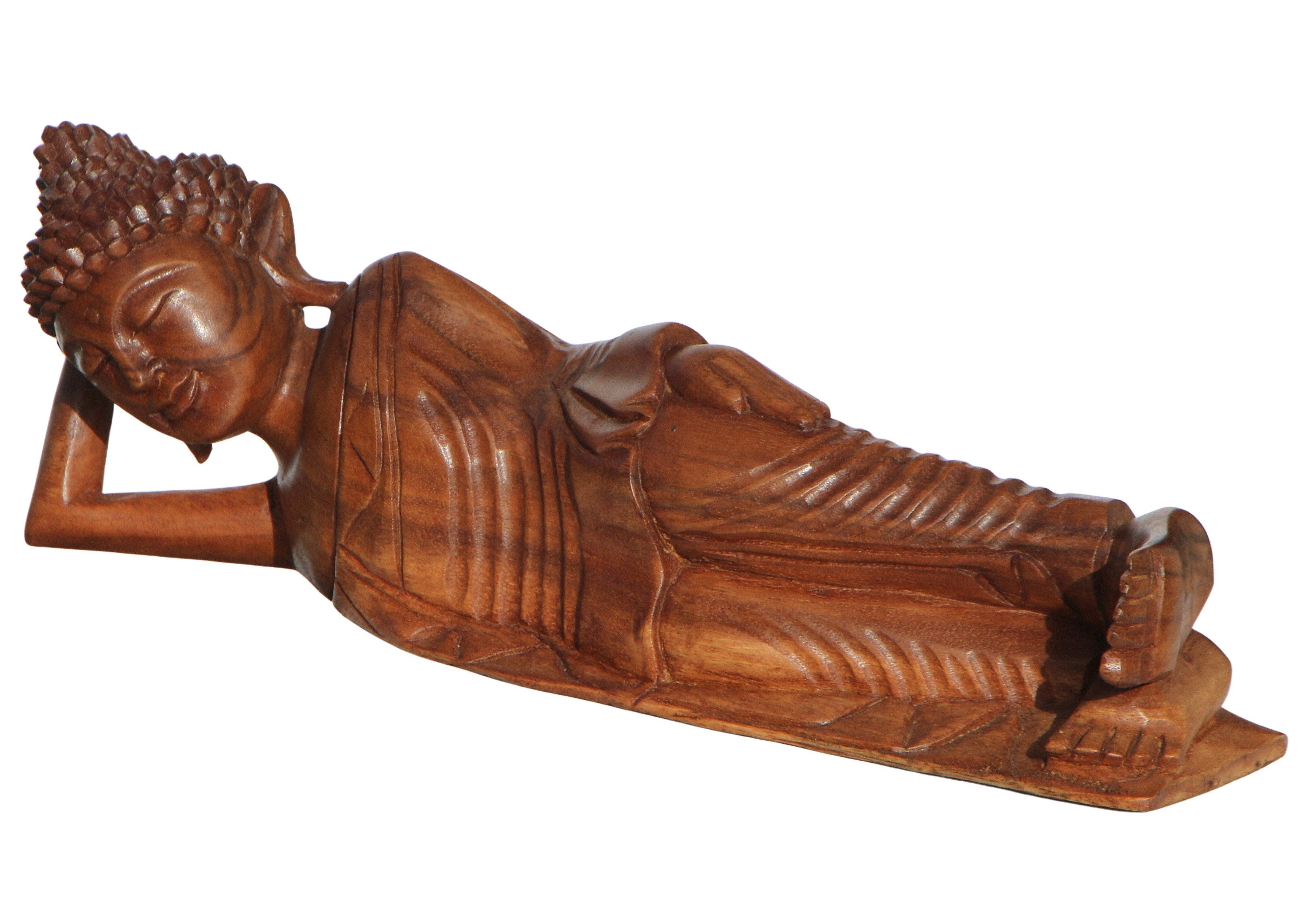 Wogeka Buddhafigur Meditation Buddha liegend Holz-Figur Feng Shui Statue