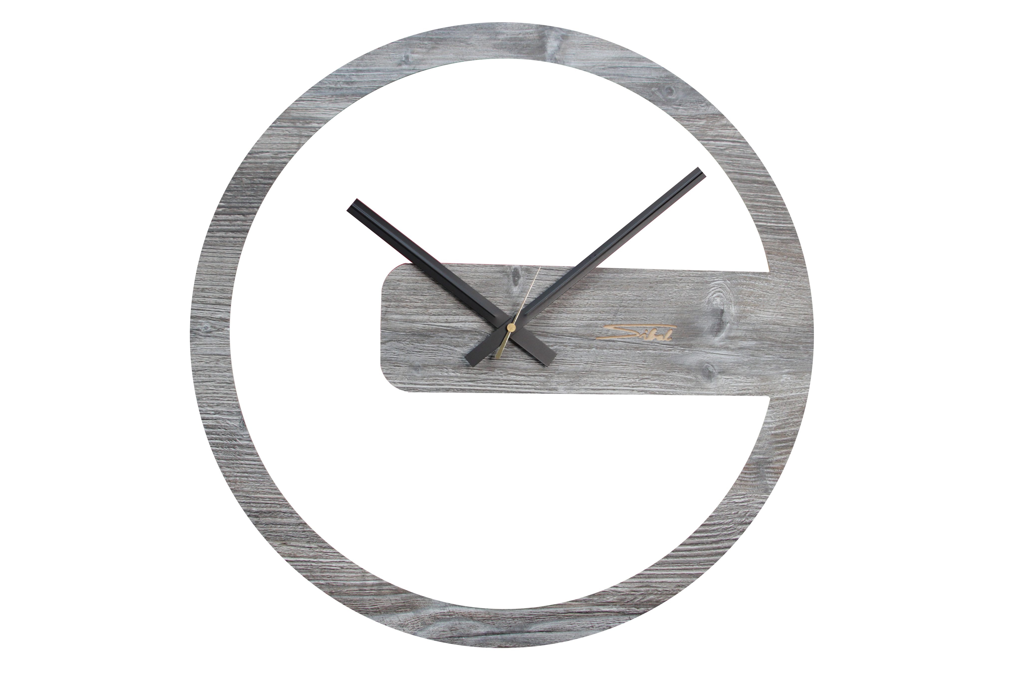 SIBAL Design.Home Wanduhr Uhr "Modern Forms" (50cm Durchmesser) (geräuschloses Quarzuhrwerk) Pinie