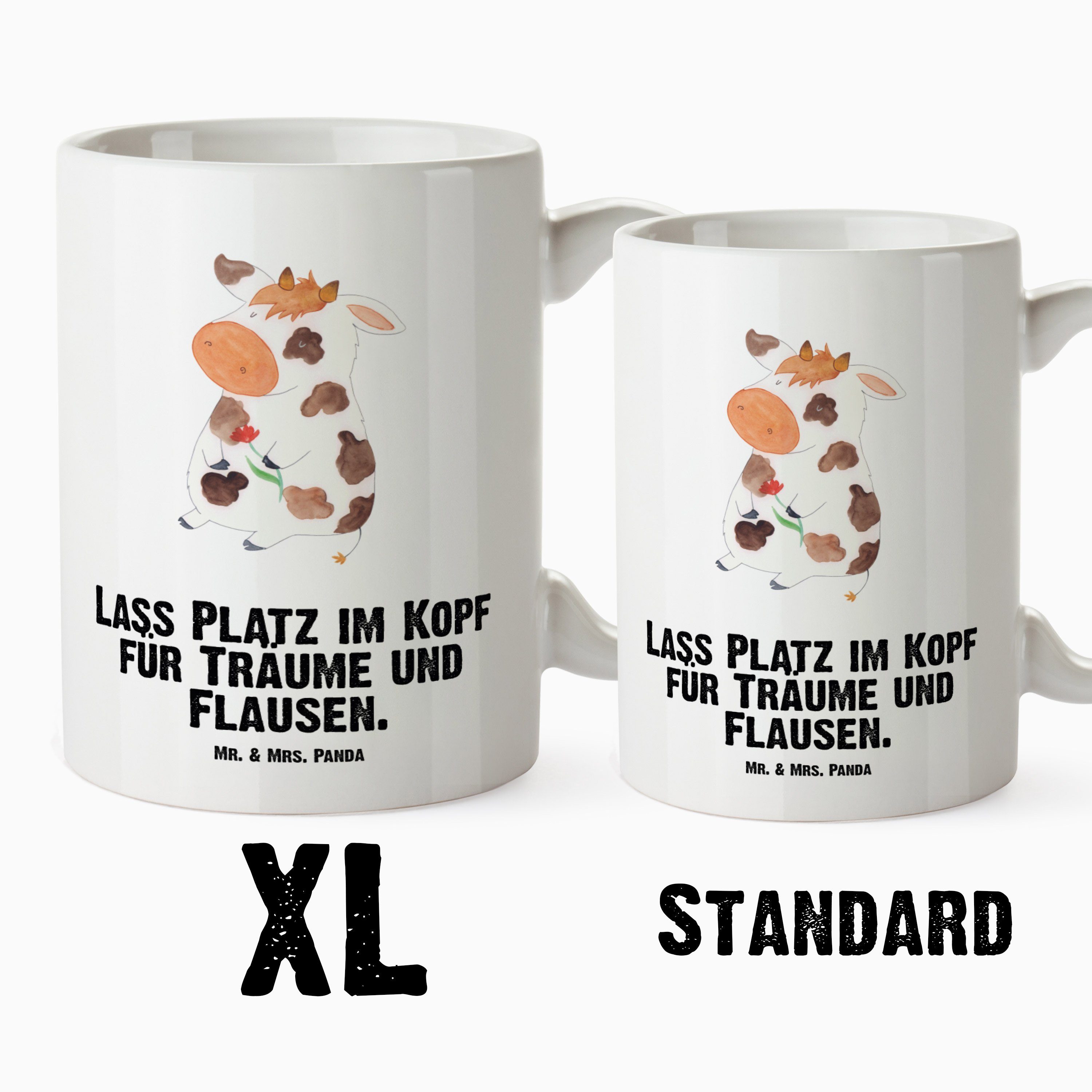 Mr. & Mrs. Panda Tasse Weiß Landw, XL Geschenk, Keramik Bauernhof, Tasse Kuh Kühe, Große - - Tasse, Becher, XL