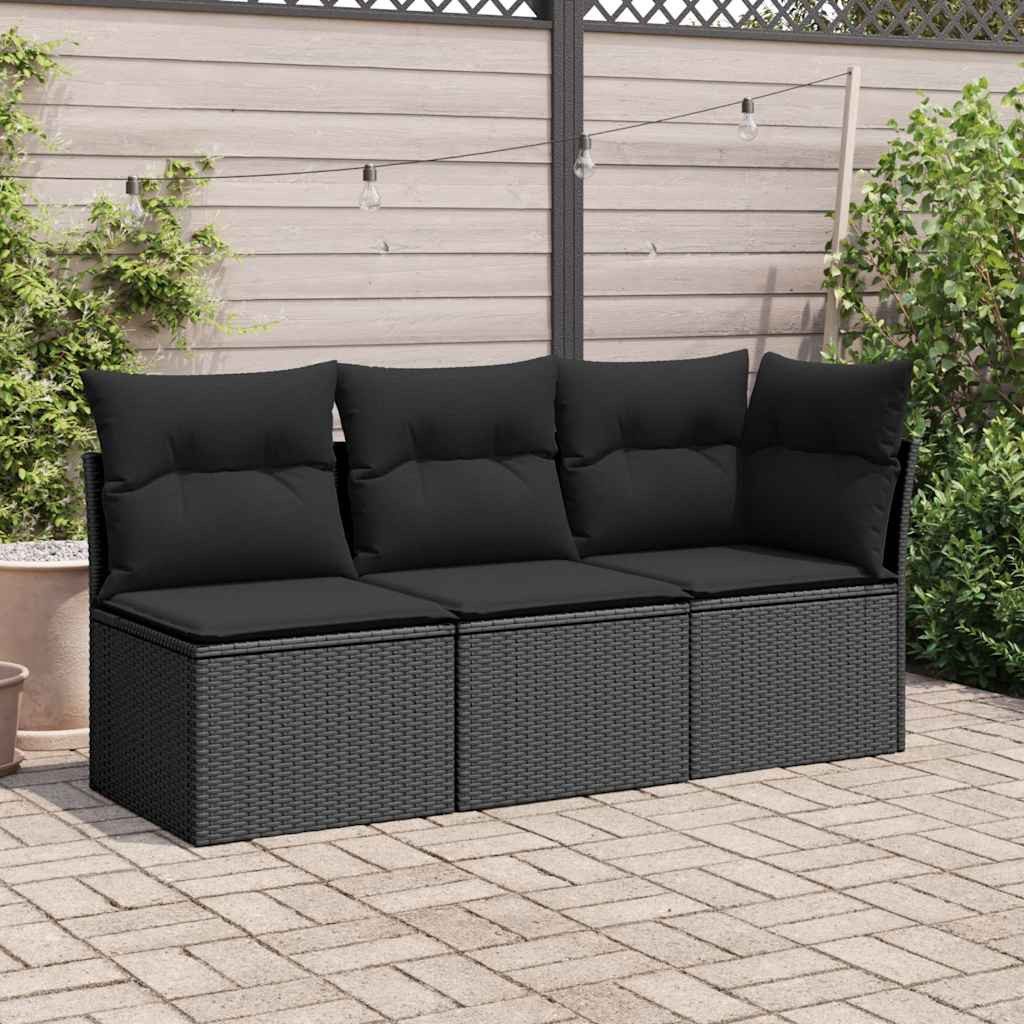 vidaXL Loungesofa Gartensofa-Ecke mit Kissen Schwarz Poly Rattan, 1 Teile günstig online kaufen