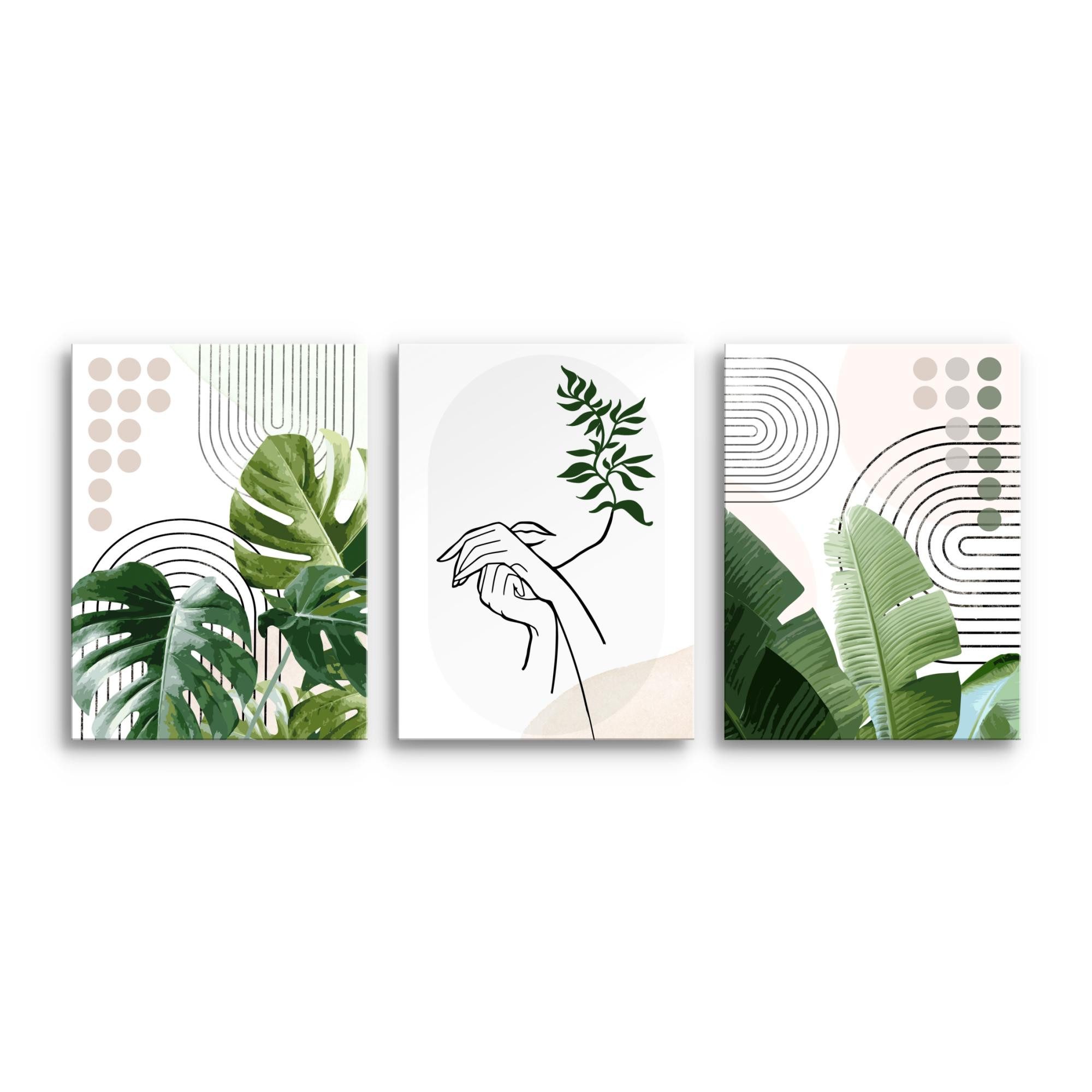 Novart XXL-Wandbild Wandbilder Wohnzimmer Modern Abstrakt Figuren Blätter günstig online kaufen