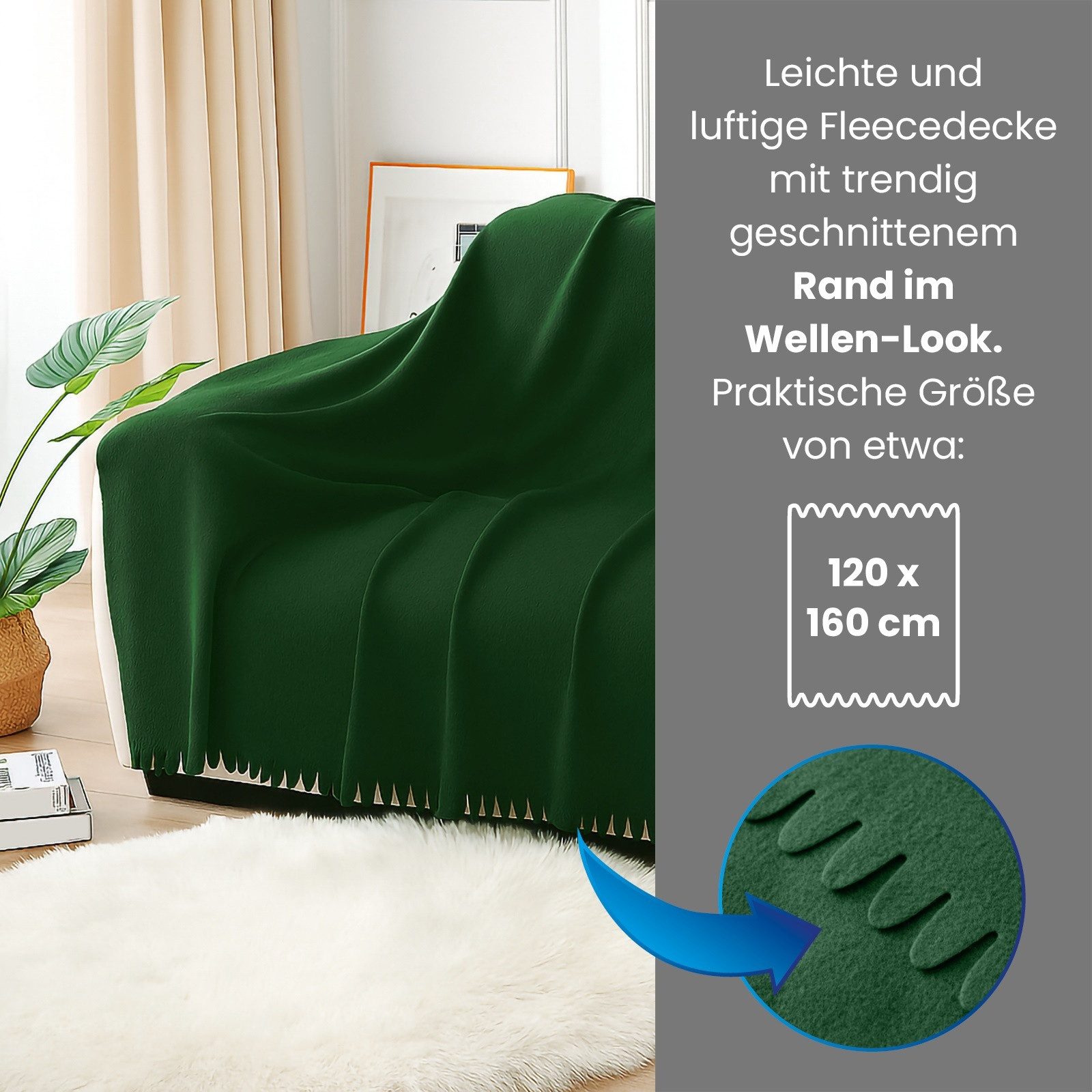 Wohndecke 3er Set Fleecedecke WAVE ca. 120x160, wometo, OEKO-TEX®, Fleecede günstig online kaufen