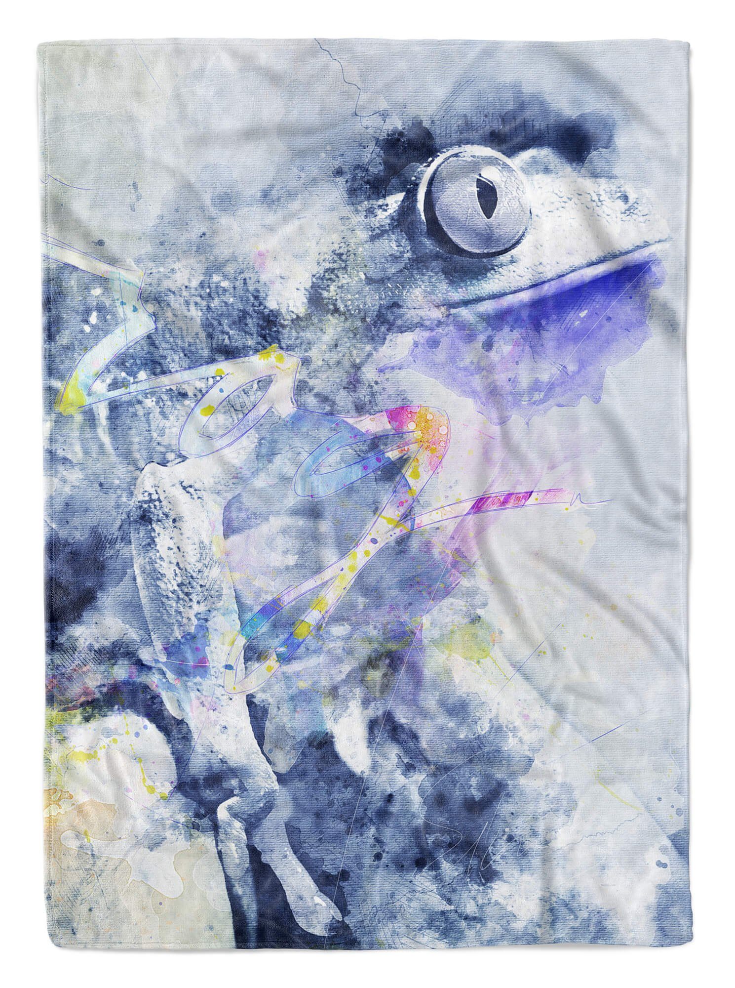 Sinus Art Handtücher Handtuch Strandhandtuch Saunatuch Kuscheldecke SplashArt Tier Serie Kunstvoll Frog II Mot, Baumwolle-Polyester-Mix (1-St), Handtuch | Saunahandtücher