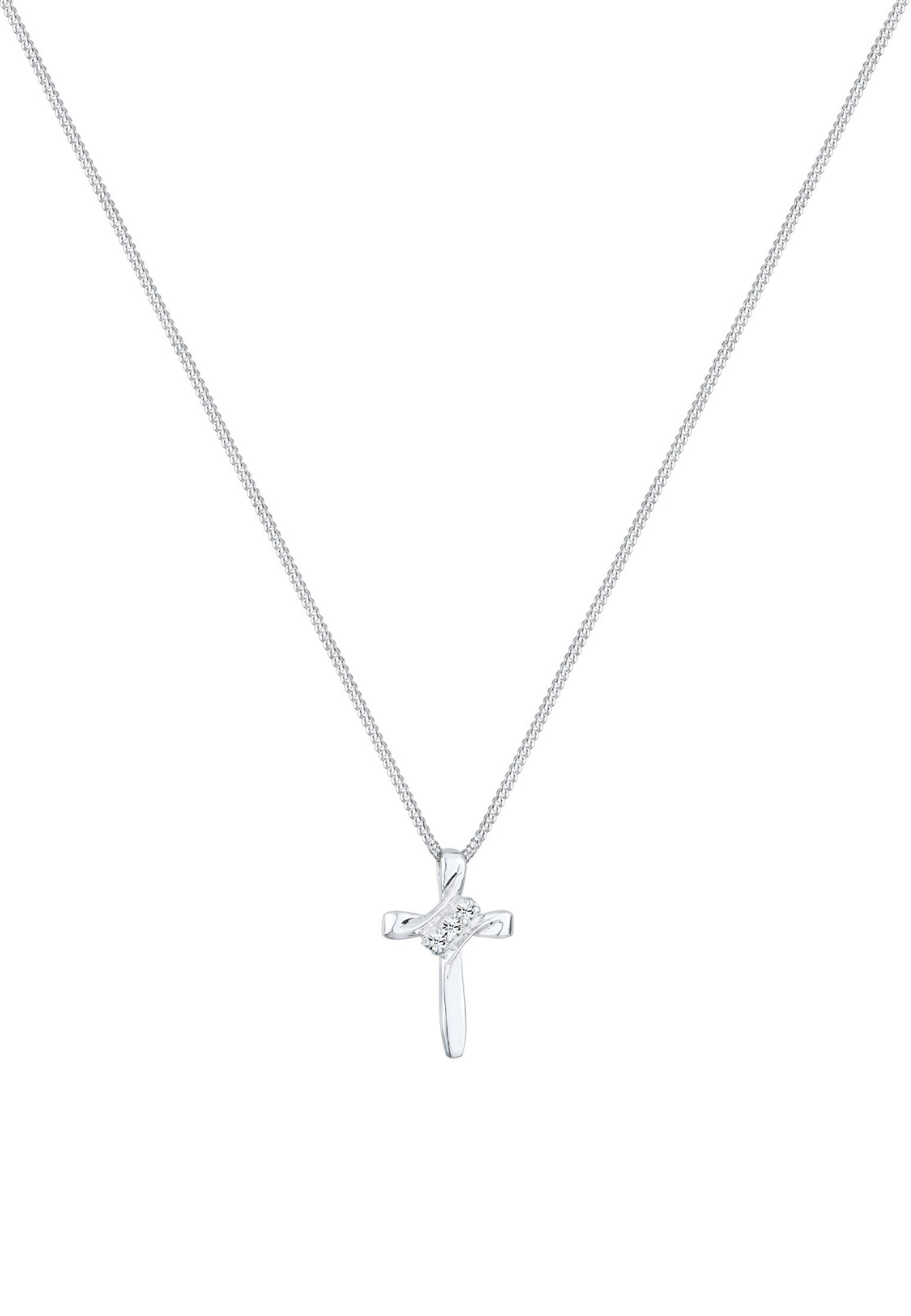 Elli Collierkettchen Kreuz Modern mit Kristalle 925 Silber