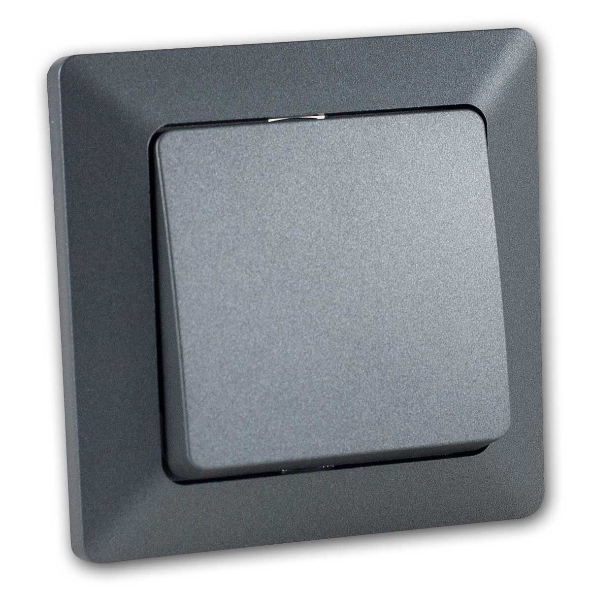 ChiliTec MILOS Wechsel-Schalter anthrazit mit Rahmen, UP Unterputzschalter