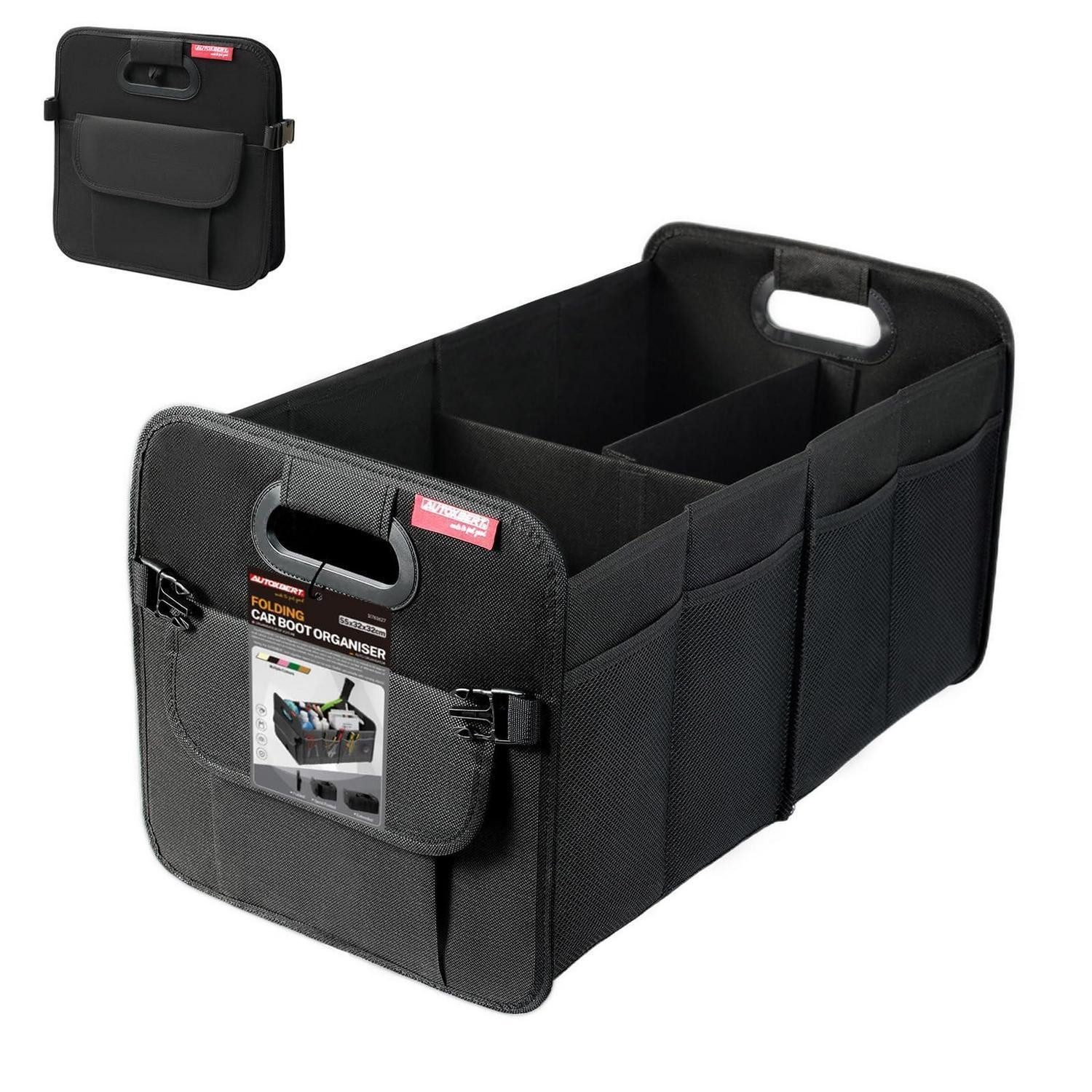 LuxusKollektion Faltbox Kofferraum Organizer Faltbox Fächer Oxford Gewebe 55L Schwarz L-55L