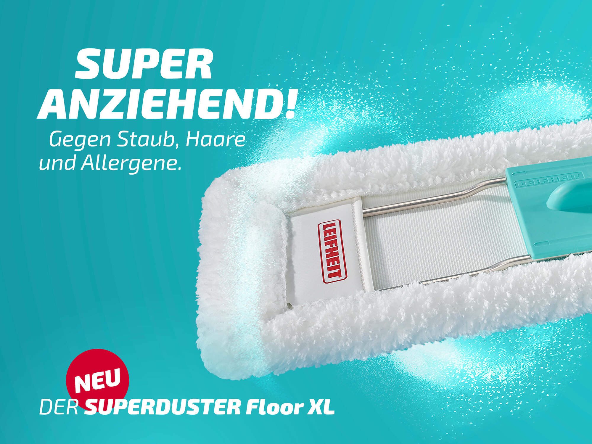 Leifheit Staubbezug SUPERDUSTER Floor XL 2er Set Wischbezug (Mikrofaser, 18.0x50.0 cm, 2-tlg., langlebig, für Fliesen, Parkett, Stein, maschinenwaschbar)