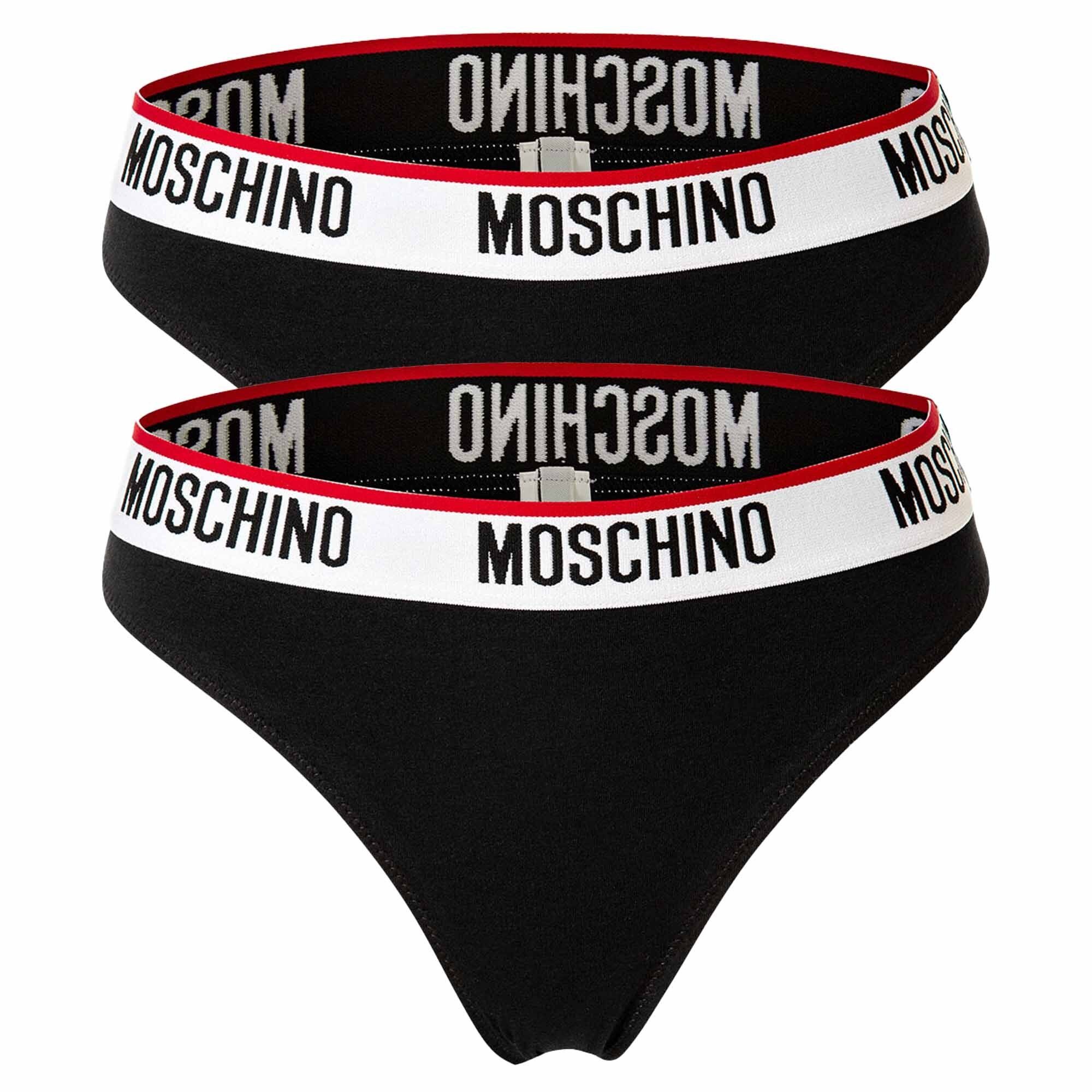 Moschino Slip Damen Slip 2er Pack - Unterhose, Baumwollmischung Schwarz