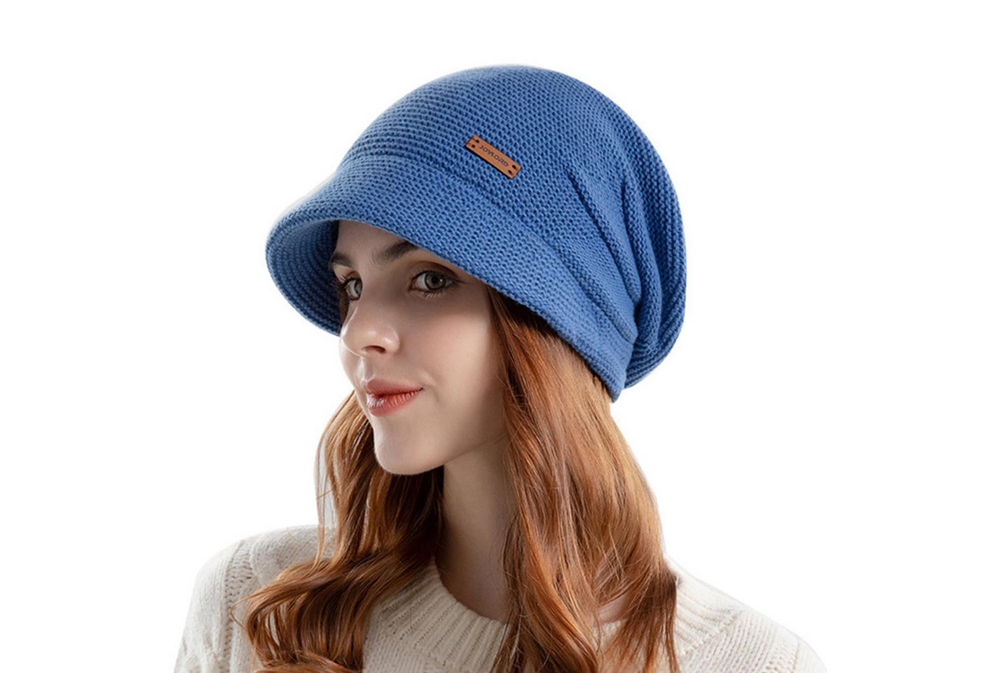 Zaewry Strickmütze Wollmütze WinterMütze Warme Slouchy Strickmütze Mit Breiter Krempe