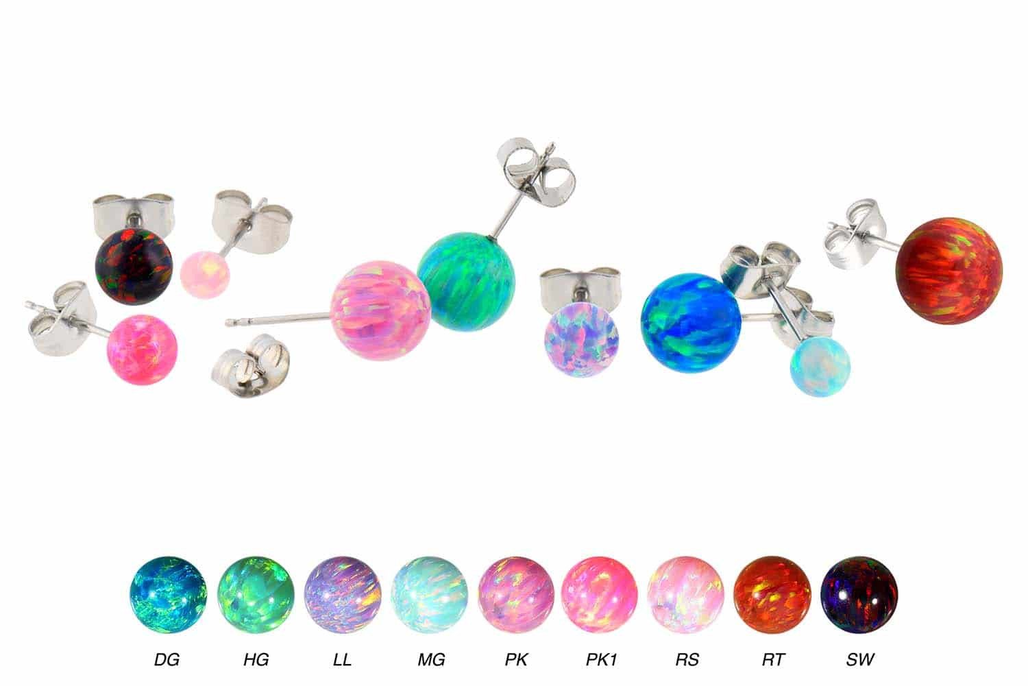 FILANGO Paar Ohrstecker Chirurgenstahl Ohrstecker SYNTHETISCHER OPAL (Ohrstecker, 1-tlg)