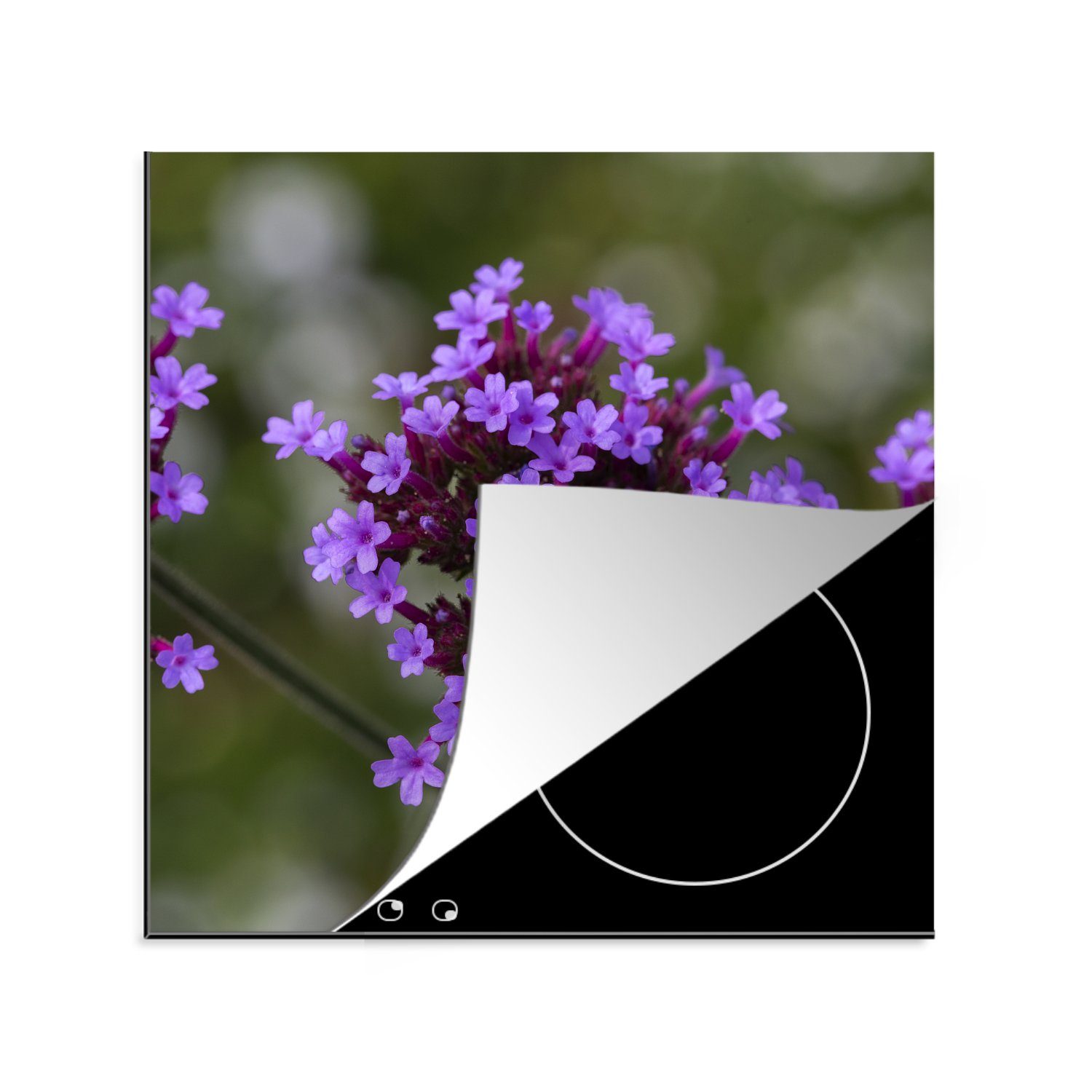 fähig MuchoWow Herdblende-/Abdeckplatte Blumen-Eisenherz, (1 78x78 tlg), Vinyl, küche Arbeitsplatte Ceranfeldabdeckung, für cm