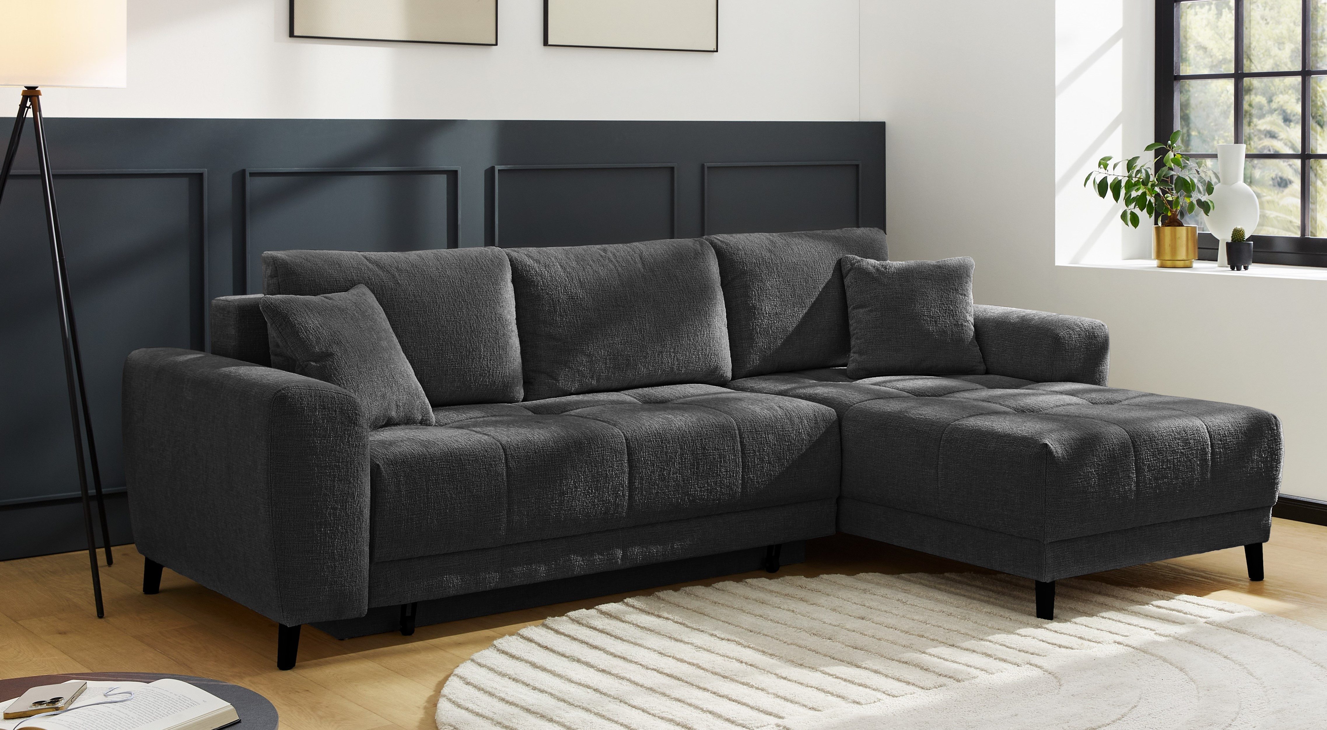 Jockenhöfer Gruppe Ecksofa Beverly L-Form, B: 251 cm, mit Schlaffunktion, Bettkasten & Zierkissen