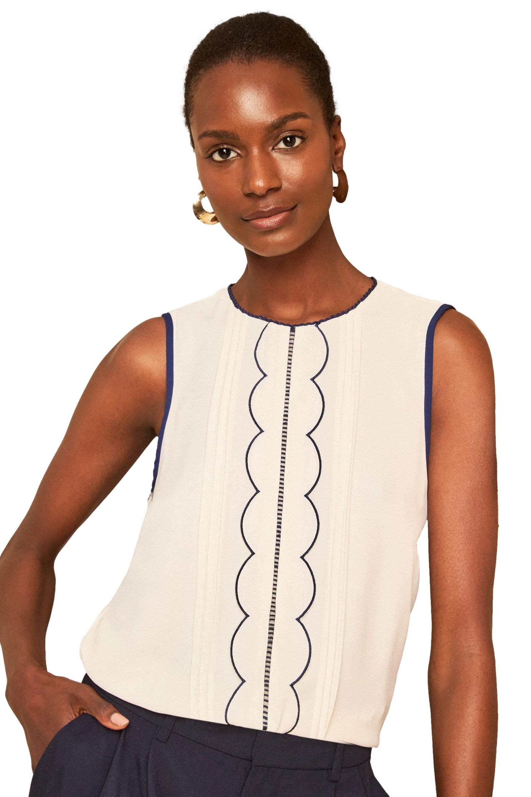 Love & Roses Blusentop Love & Roses Ärmellose Bluse Bogenkante, Regular (1-tlg)