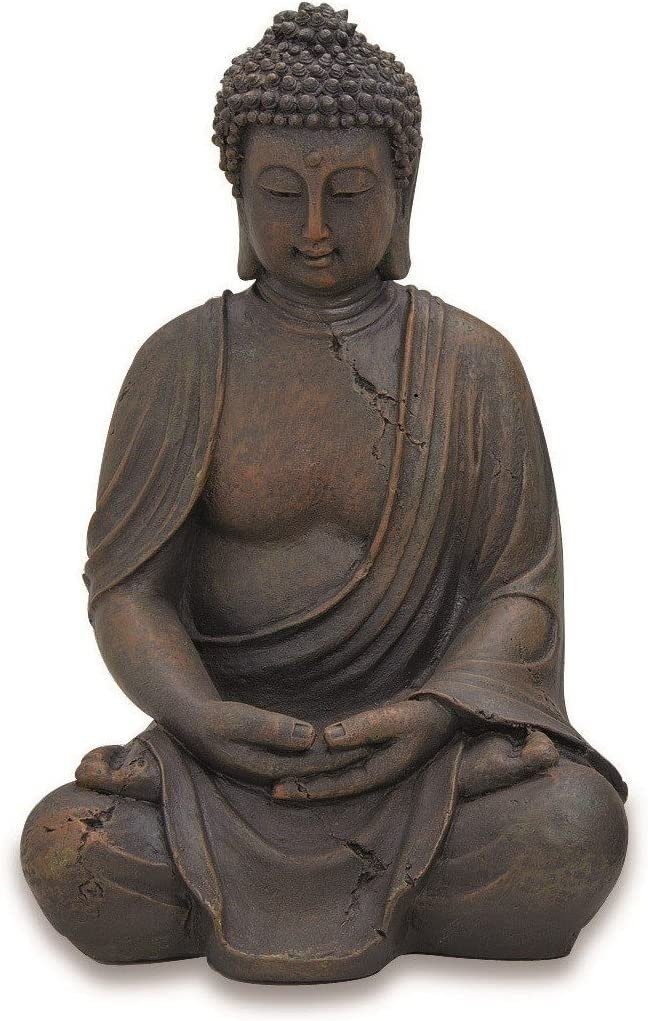 Wurm Buddhafigur Buddha Figur sitzend braun Feng Shui Polyresin Deko H 30 cm