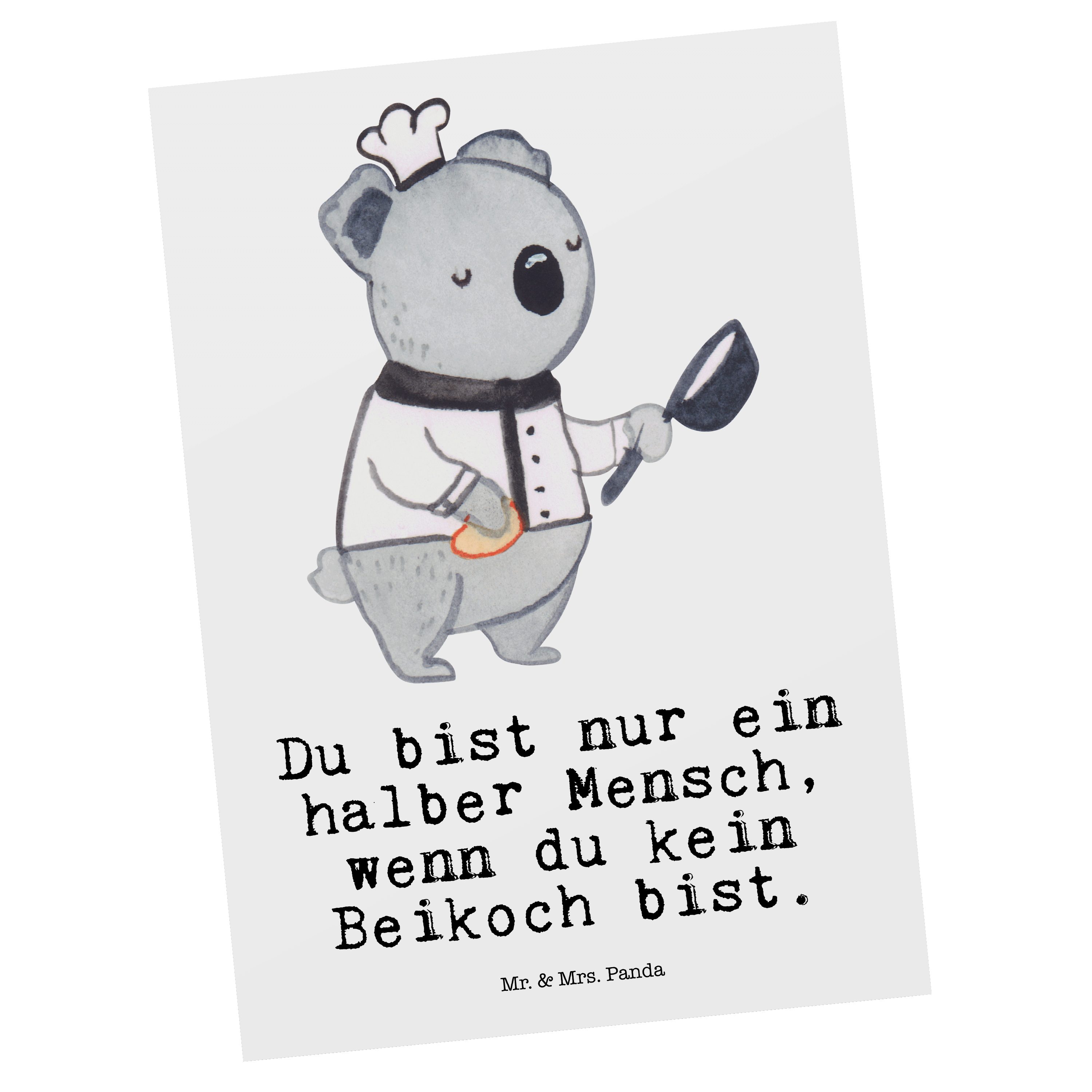 Mr. & Mrs. Panda Postkarte Beikoch mit Herz - Weiß - Geschenk, Restaurant, Gastronomie, Geburtst