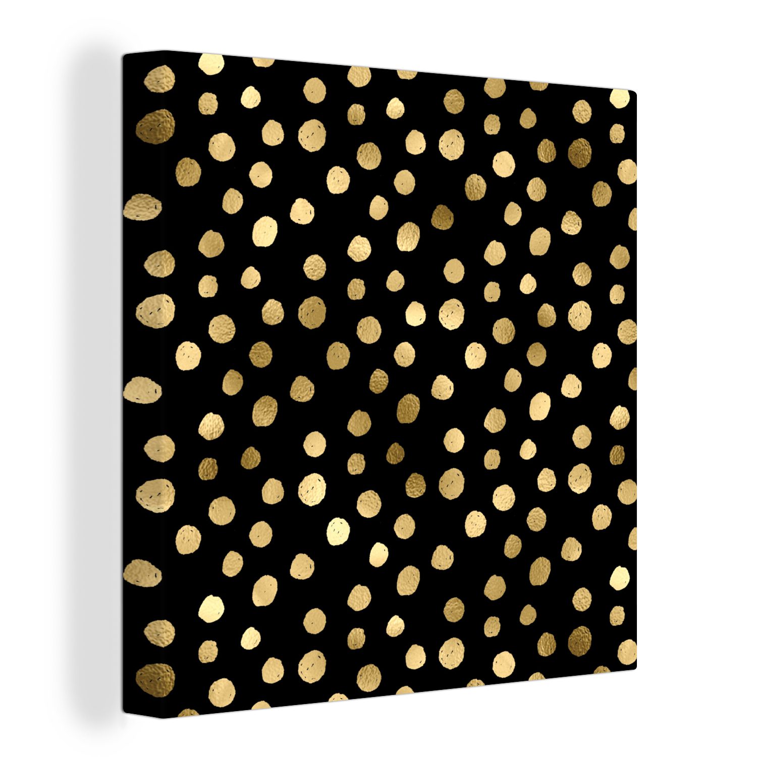 OneMillionCanvasses® Leinwandbild Muster - Punkte - Gold, (1 St), Leinwand Bilder für Wohnzimmer Schlafzimmer