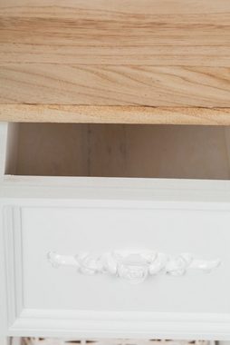 elbmöbel Nachtschrank Kommode mit Schublade Nachtschrank: Rattan Körbe 32x62x26 cm Landhaus Holz weiß