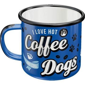 Nostalgic-Art Tasse Emaille-Becher - Pfotenschild - Hot Coffee und Cool Dogs