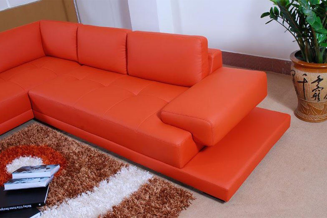 JVmoebel Wohnlandschaft Polster Orange Ecksofa Ecksofa Eck Garnitur, Leder Made in Sitz Europe Sofa Couch