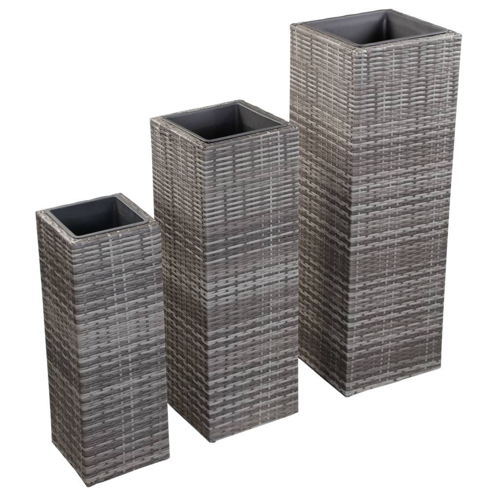 furnicato Hochbeet GartenHochbeete 3tlg. Poly Rattan Grau