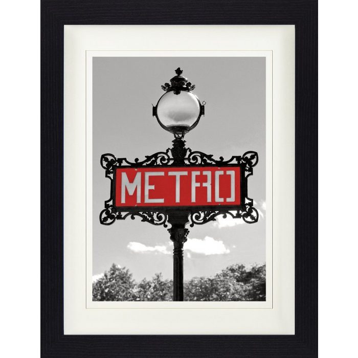 1art1 Bild mit Rahmen Paris - Val DOsne Jugendstil Schild Iéna Métro Station