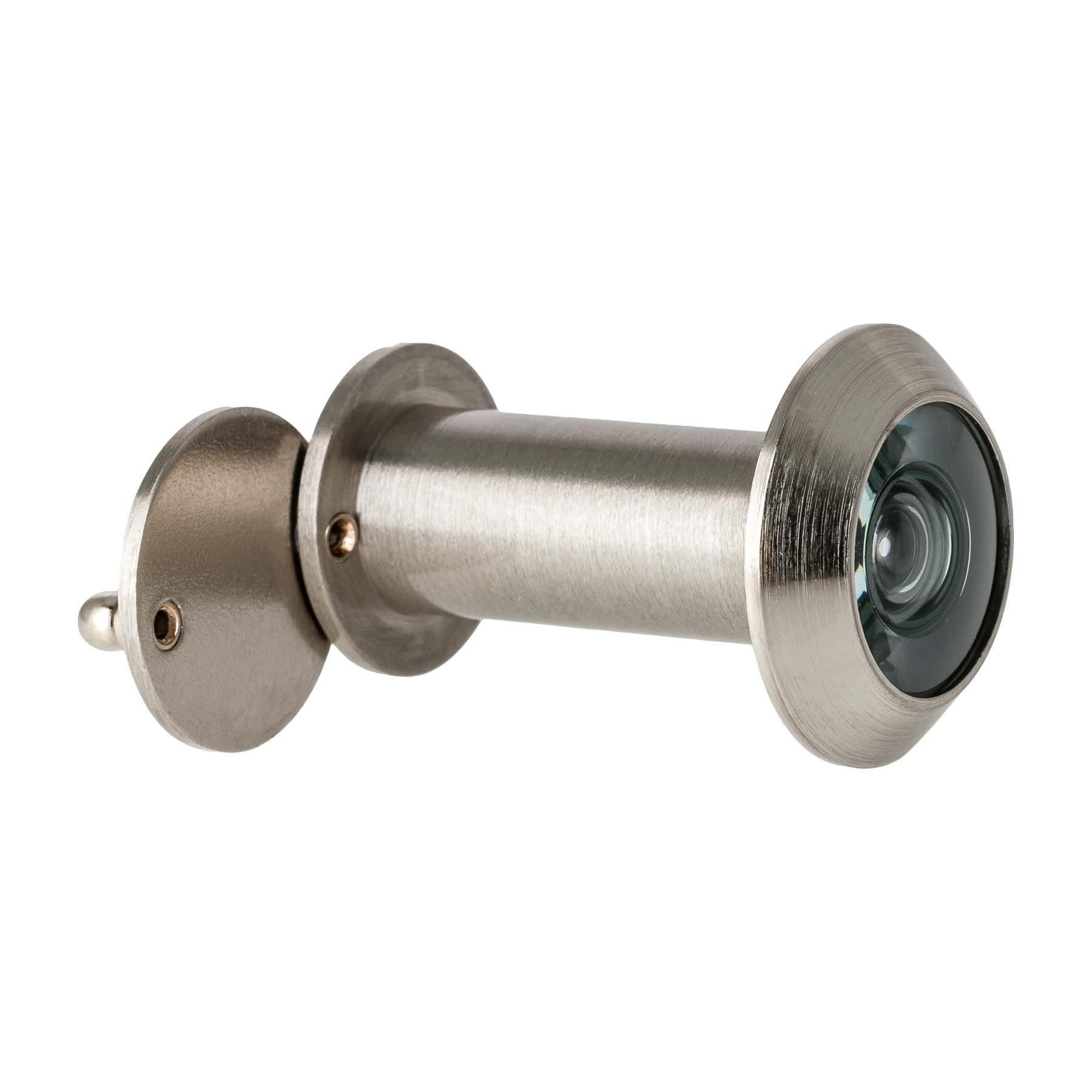 TB24 Türspion mit Sichtschutz, Echtglaslinse, Edelstahloptik, Weitwinkel 200°