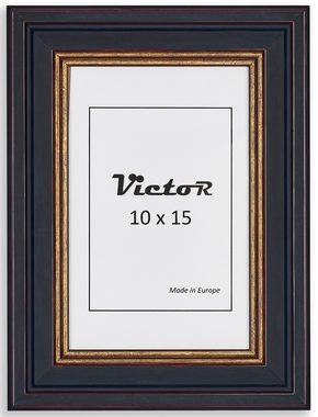 Victor (Zenith) Bilderrahmen Bilderrahmen \"Goya\" - Farbe: Schwarz Gold - Größe: 10 x 15 cm / 3x, Bilderrahmen Schwarz Gold, Set in 10x15 cm (A6), Bilderrahmen Vintage